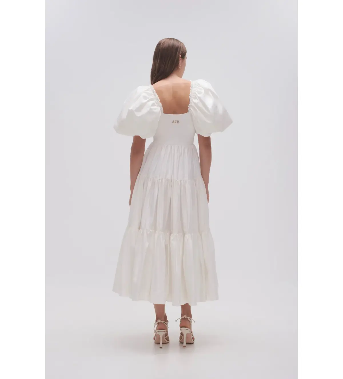 Aje Casa Puff Sleeve Midi Dress White Size 10 - Image 3
