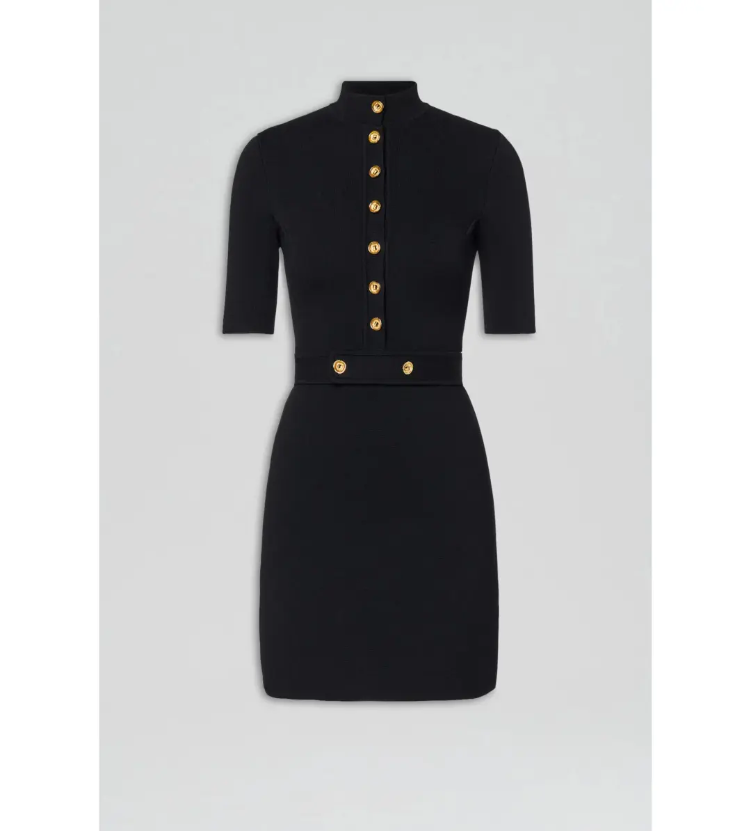 Scanlan Theodore Crepe Knit Mini Button Dress Black Size 8/S for rent on The Volte - main image
