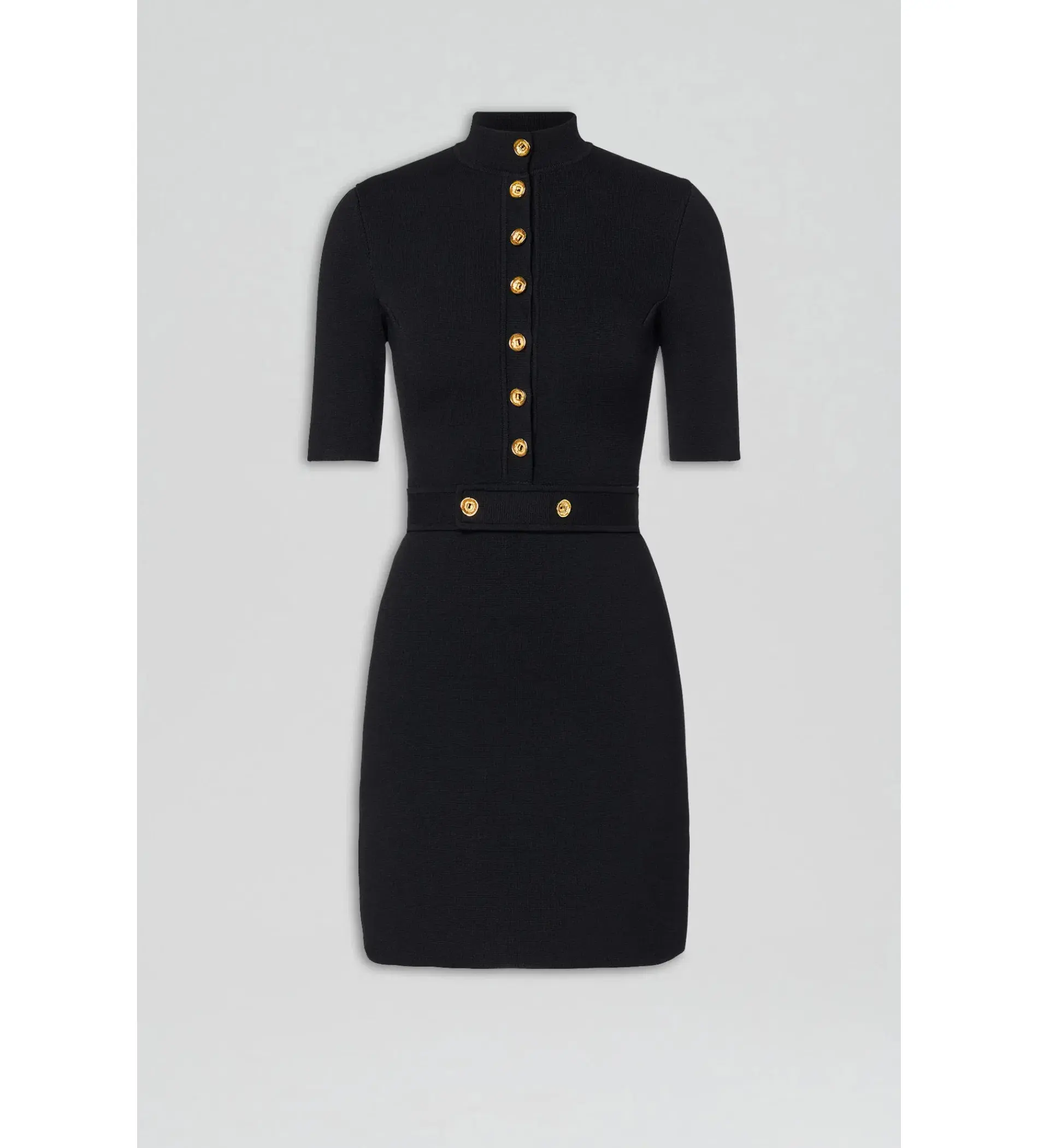 Scanlan Theodore Crepe Knit Mini Button Dress Black Size 8/S - Image 4