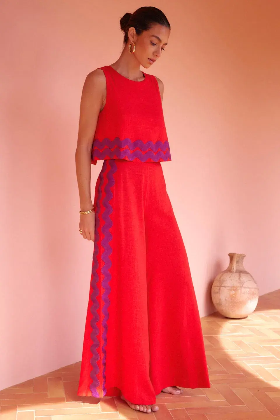 Mister Zimi Charlie Jumpsuit in Rhubarb Ric Rac Size 10 AU - Image 2