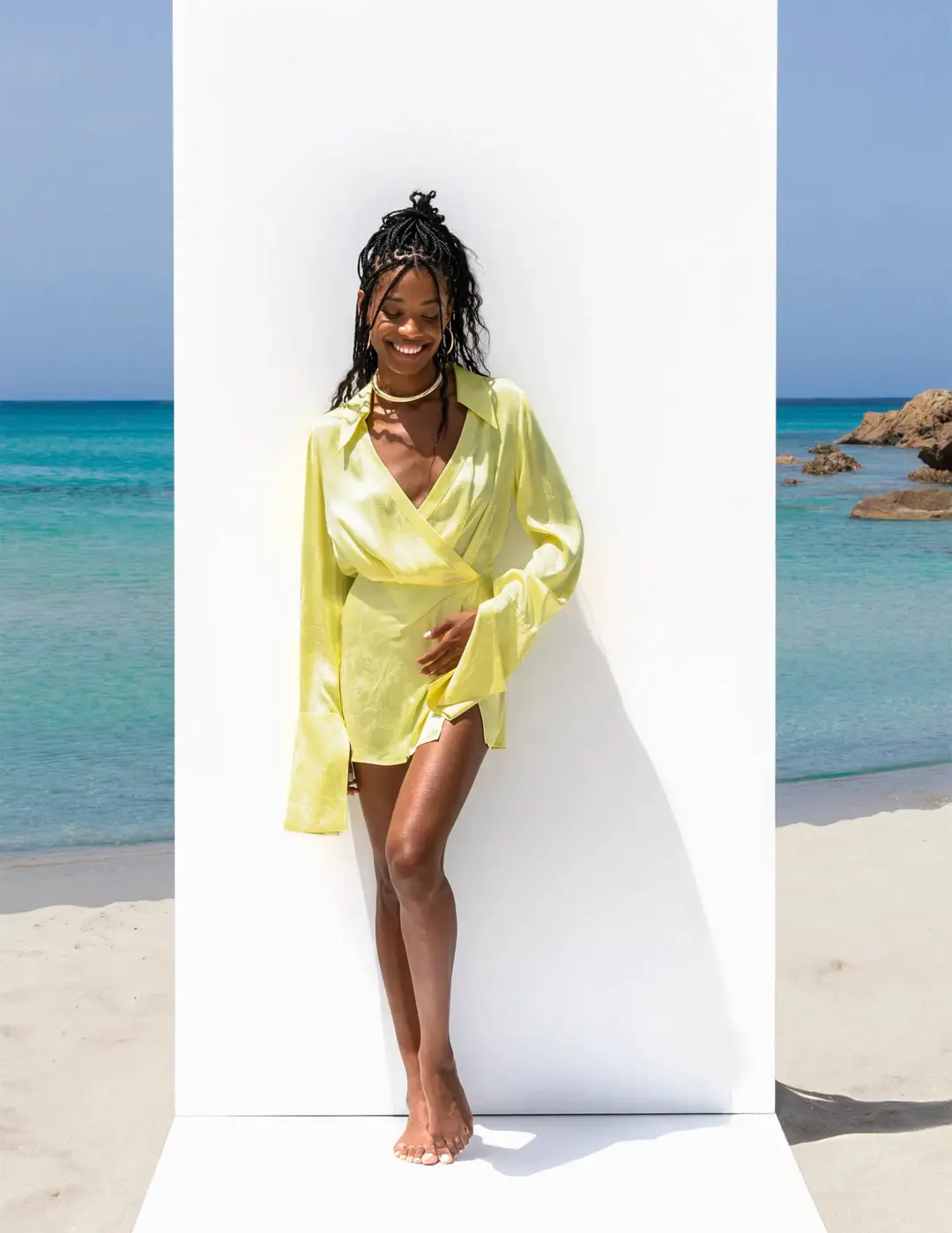 Rat & Boa Paloma Mini Dress Yellow Size 8 for rent on The Volte - main image