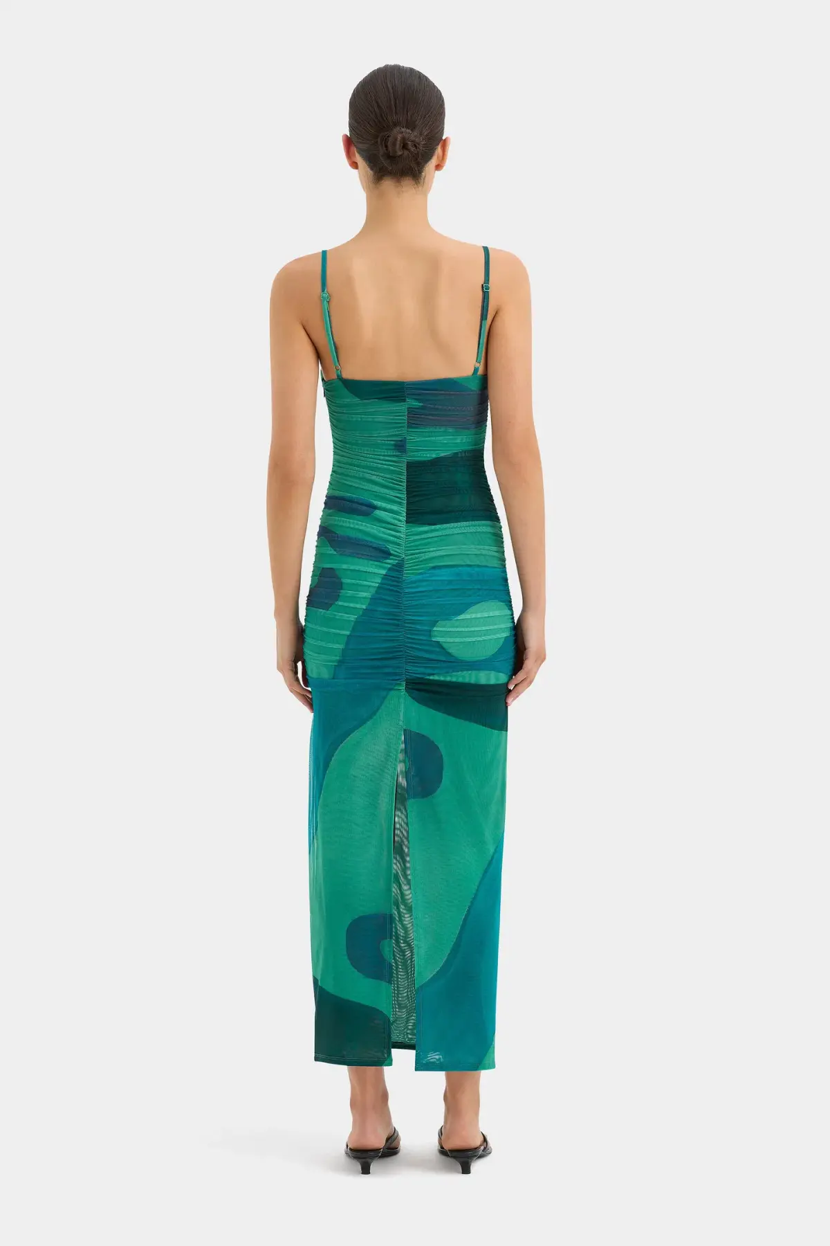 Sir the Label Frankie Gathered Midi Dress Blue/Green Size 0 (AU 6) - Image 2