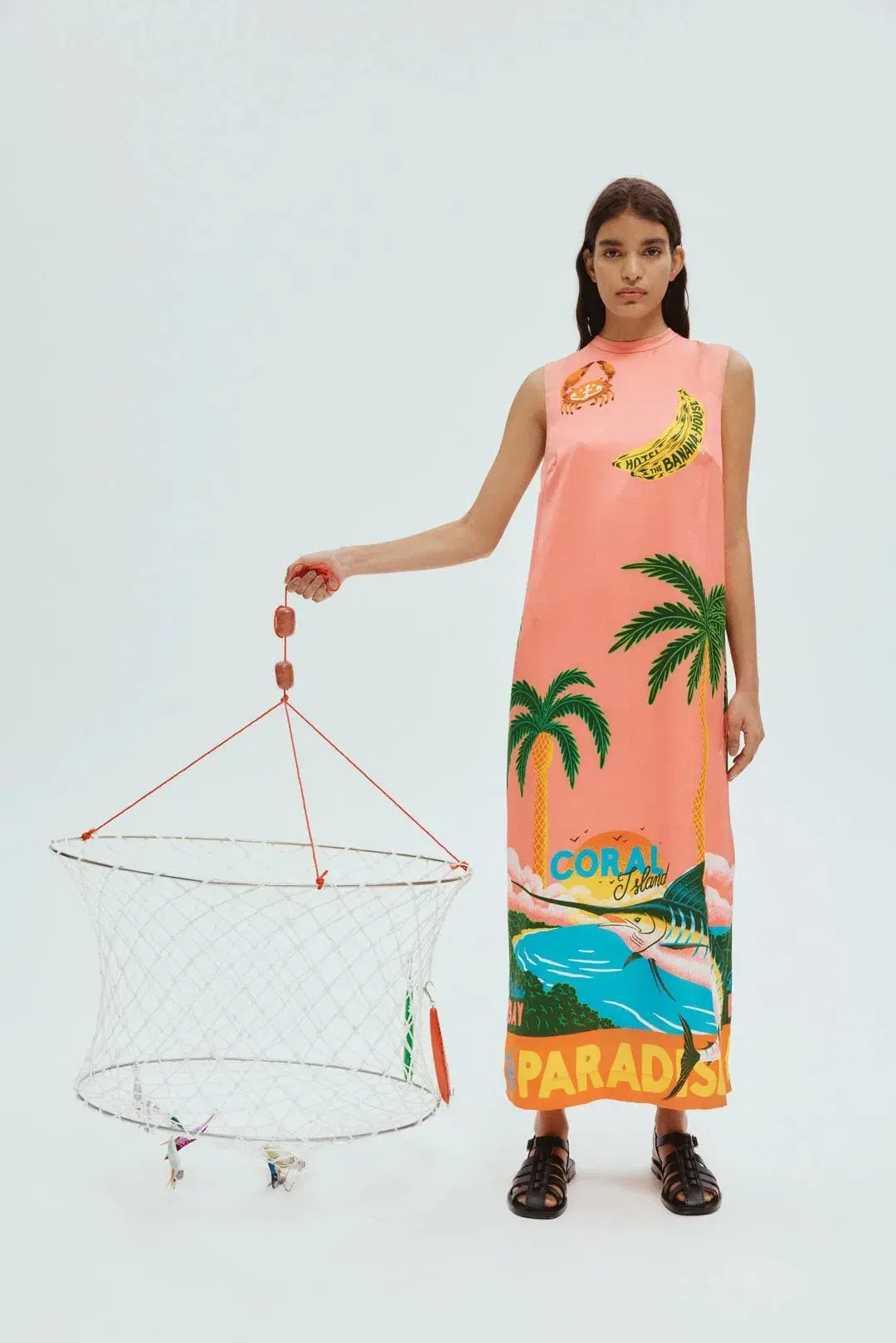 Alemais Paradiso Silk Midi Dress Pink Multi Size 6 - Image 1