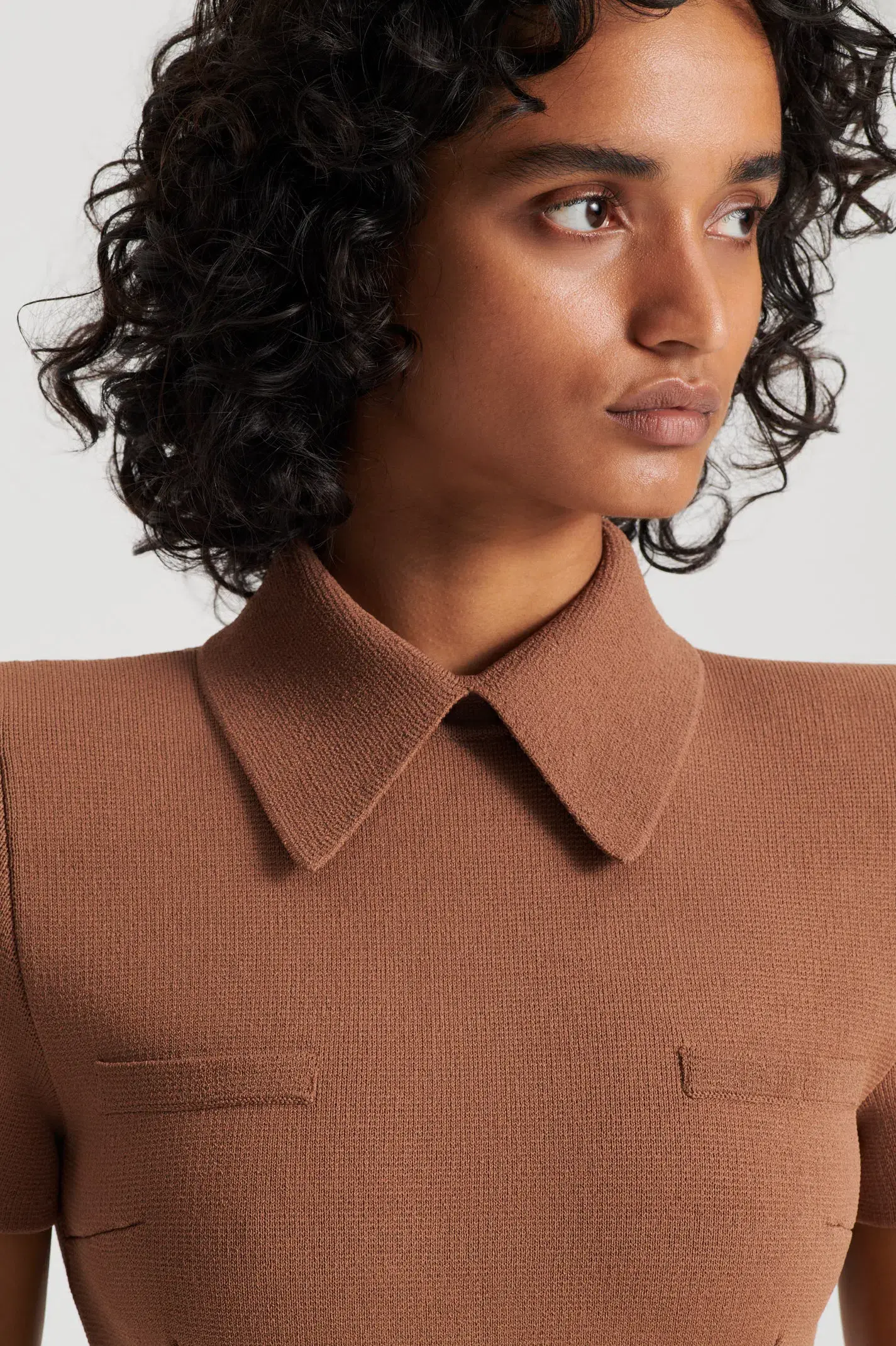 Scanlan Theodore Crepe Knit Collar Midi Dress Spice Size M / AU 10 - Image 4