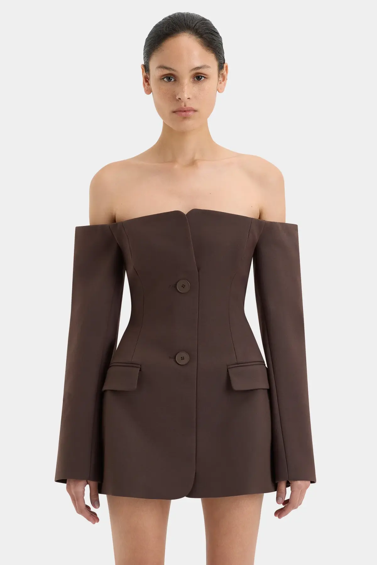 Sir the Label Sandrine Tailored Mini Dress in Chocolate Brown Size 1 / AU 8 - Image 8