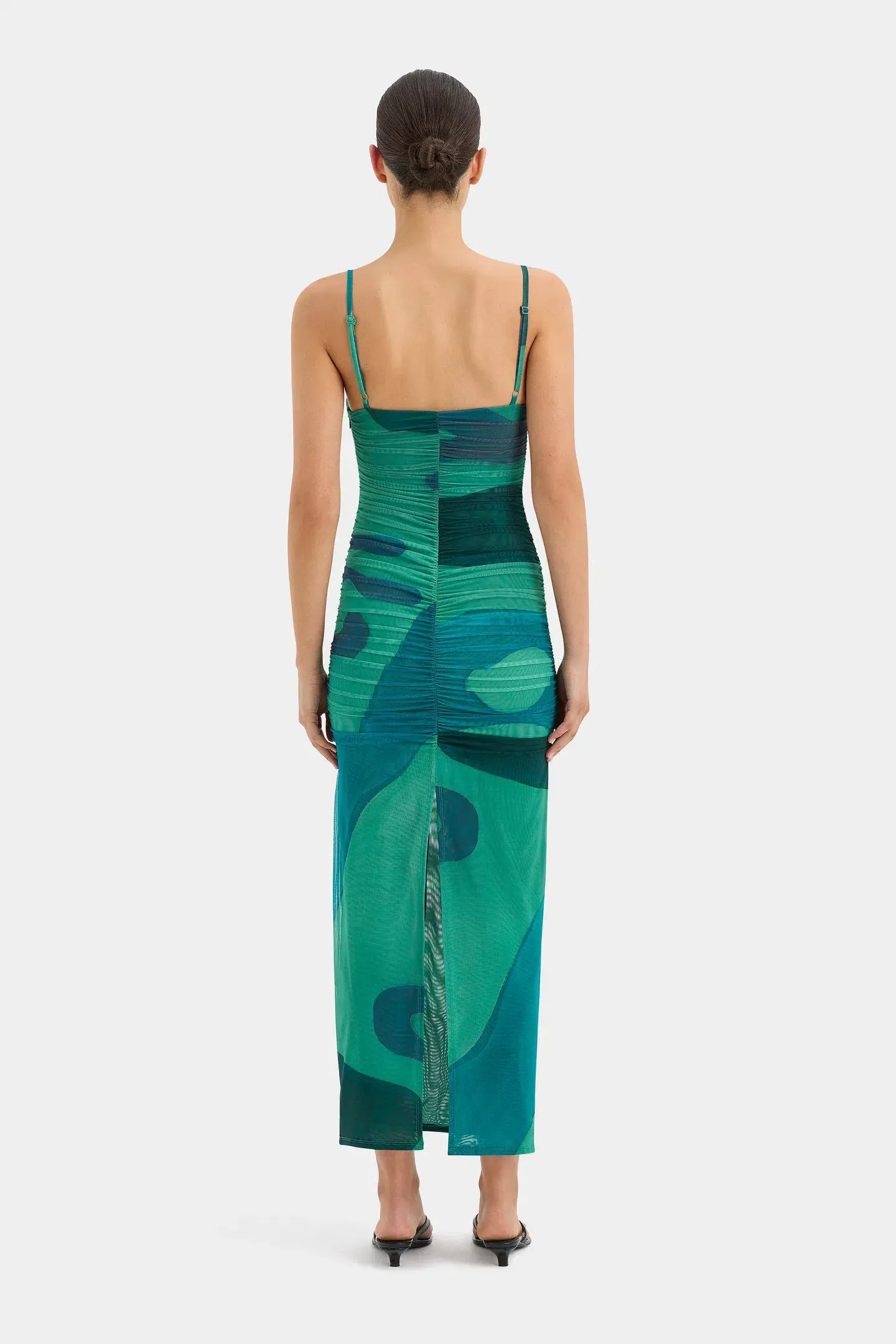 Sir the Label Frankie Gathered Midi Dress Emerald Reflection Size 1 / AU 8 - Image 2