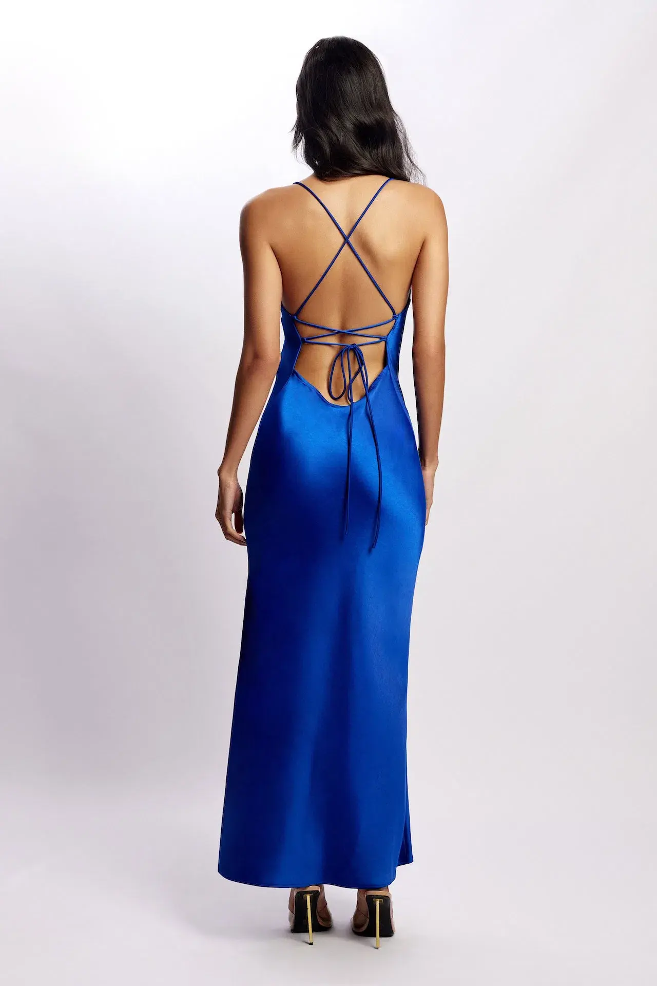 Meshki Sydney Straight Neck Slip Maxi Dress Cobalt Blue Size 8 - Image 2