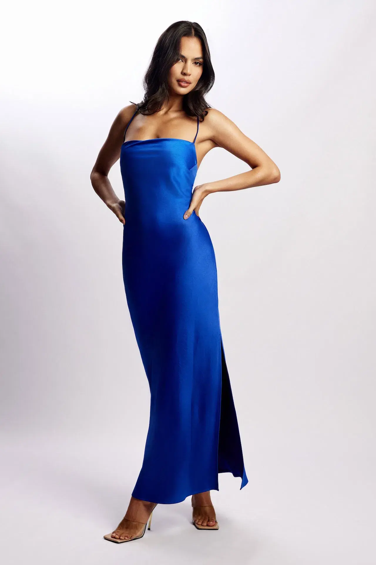 Meshki Sydney Straight Neck Slip Maxi Dress Cobalt Blue Size 8 - Image 1