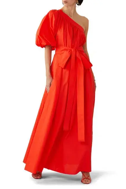 Oroton One Shoulder Dress True Red Size 10  for rent on The Volte - main image