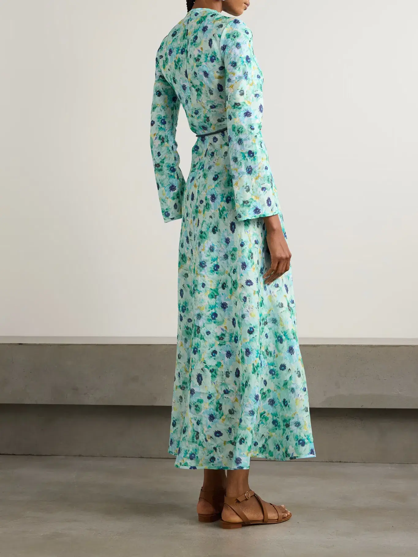 Zimmermann  Lightburst Bias Long Dress in Aqua Floral Size 2 / AU 12  - Image 2