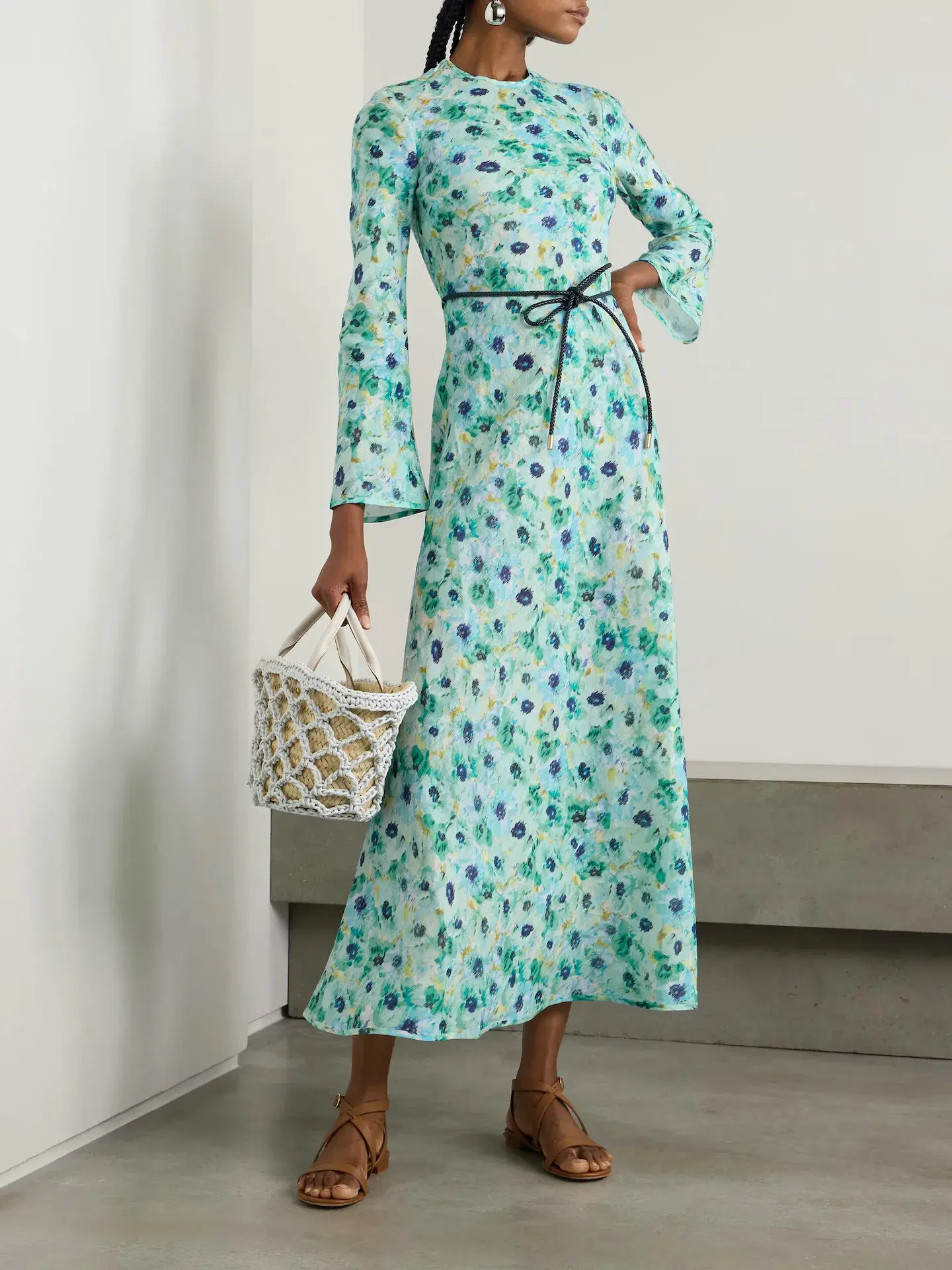 Zimmermann  Lightburst Bias Long Dress in Aqua Floral Size 2 / AU 12  - Image 1