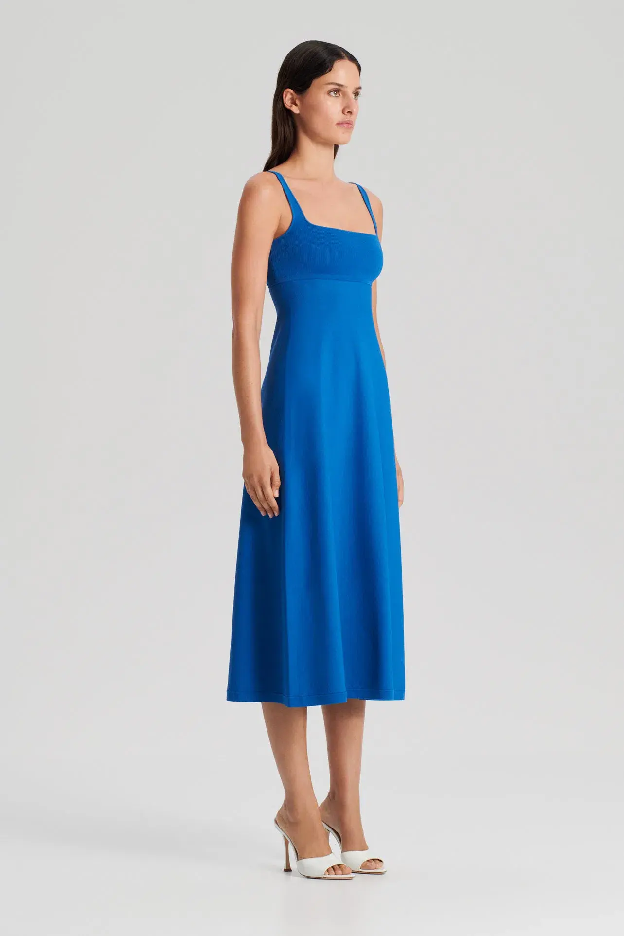 Scanlan Theodore Crepe Knit Square Neck Dress Prussian Blue Size M / AU 10 - Image 1