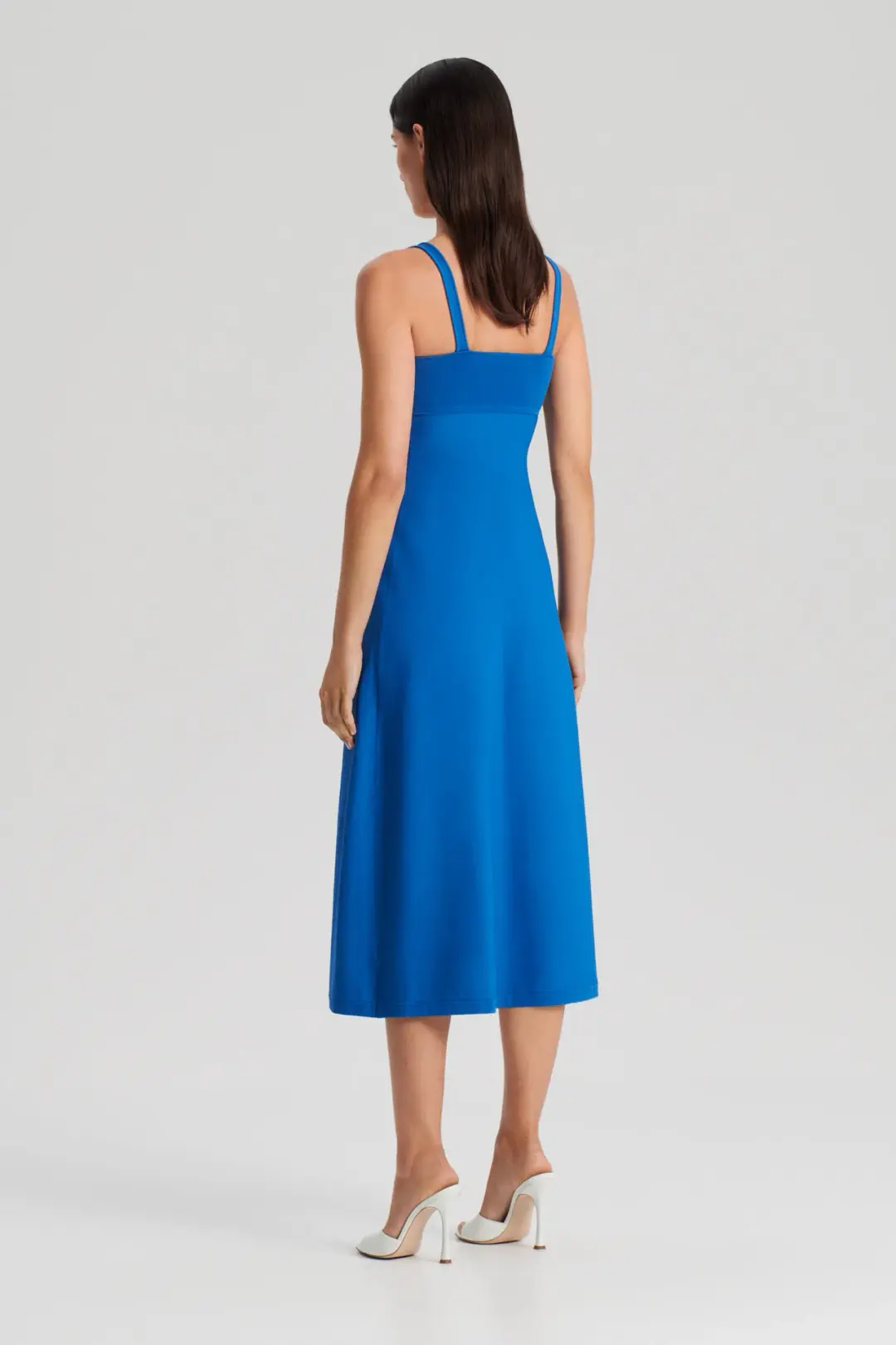 Scanlan Theodore Crepe Knit Square Neck Dress Prussian Blue Size M / AU 10 for rent on The Volte - main image