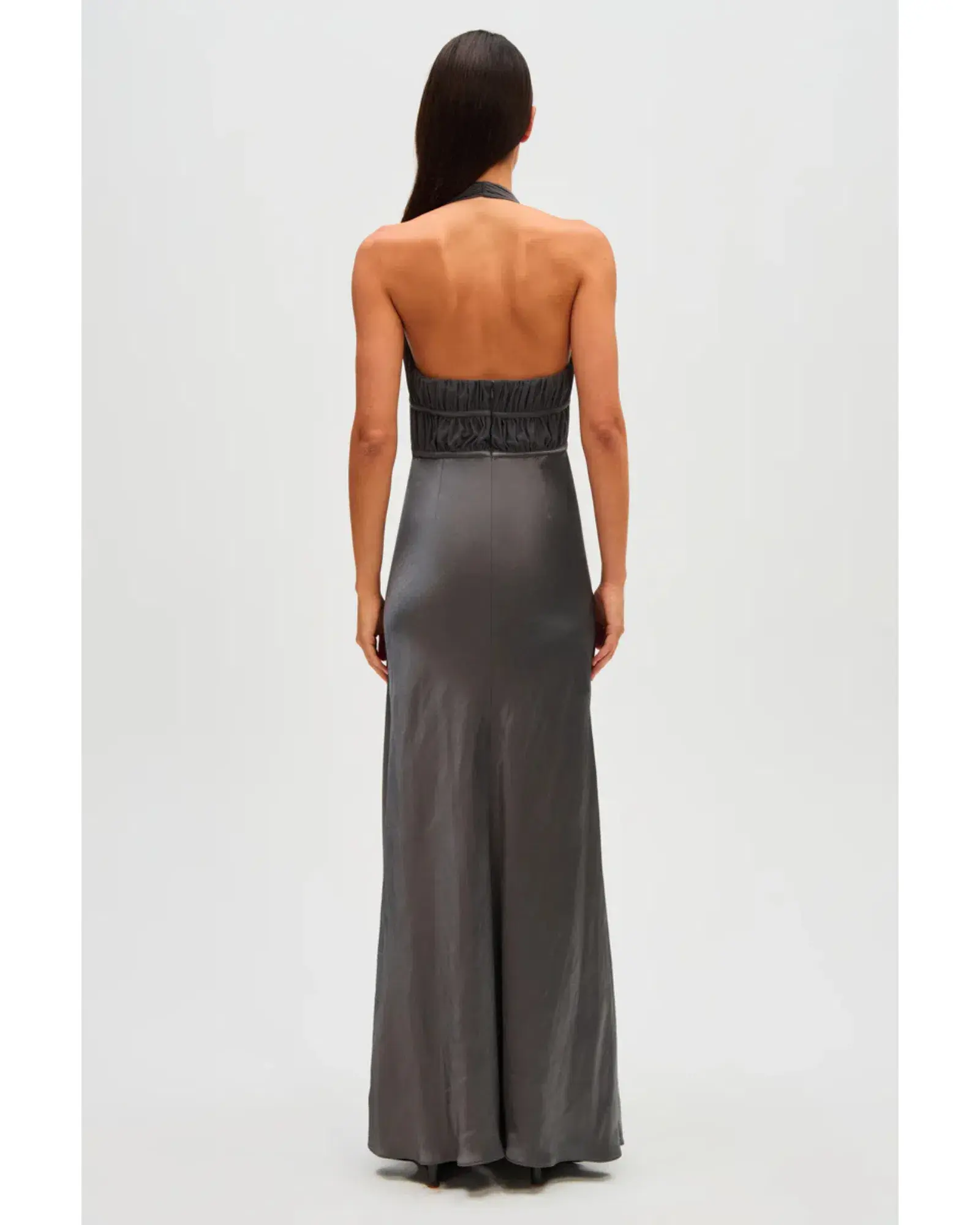 MISHA Celine Satin Maxi Dress Pewter Size 6/XS - Image 3