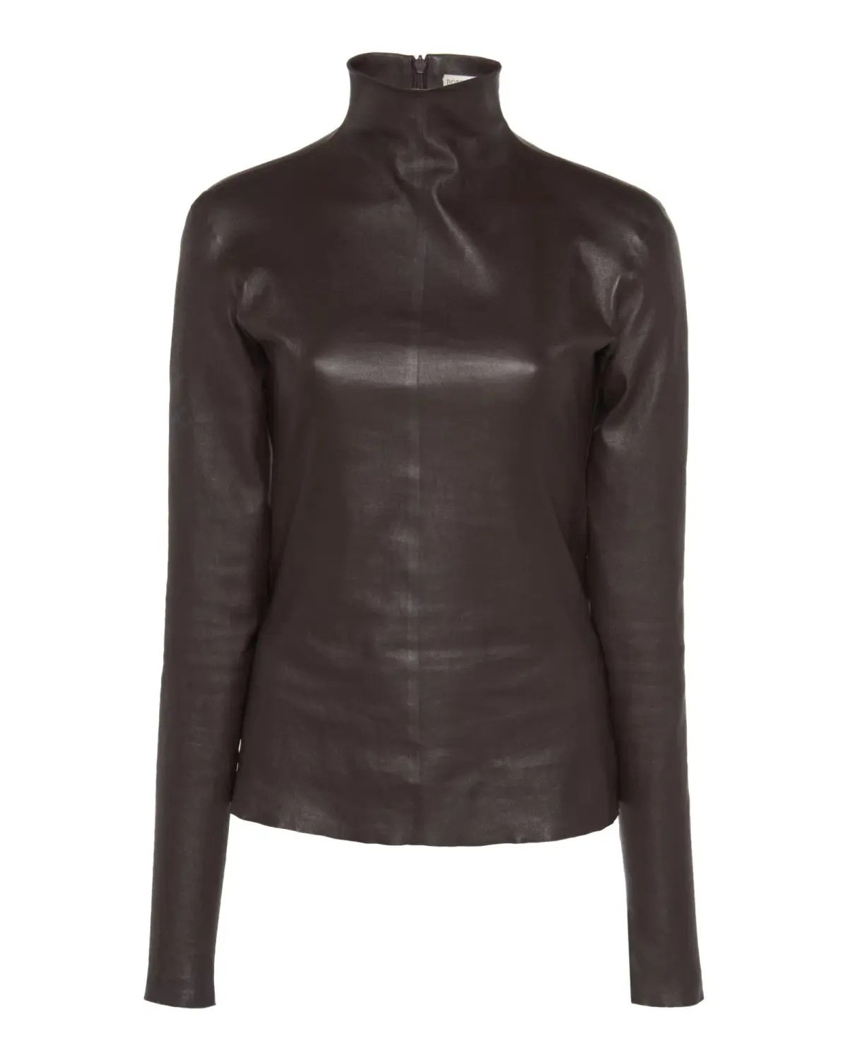 Bottega Veneta Leather Turtle Neck Top Brown Size AU 6 - Image 3