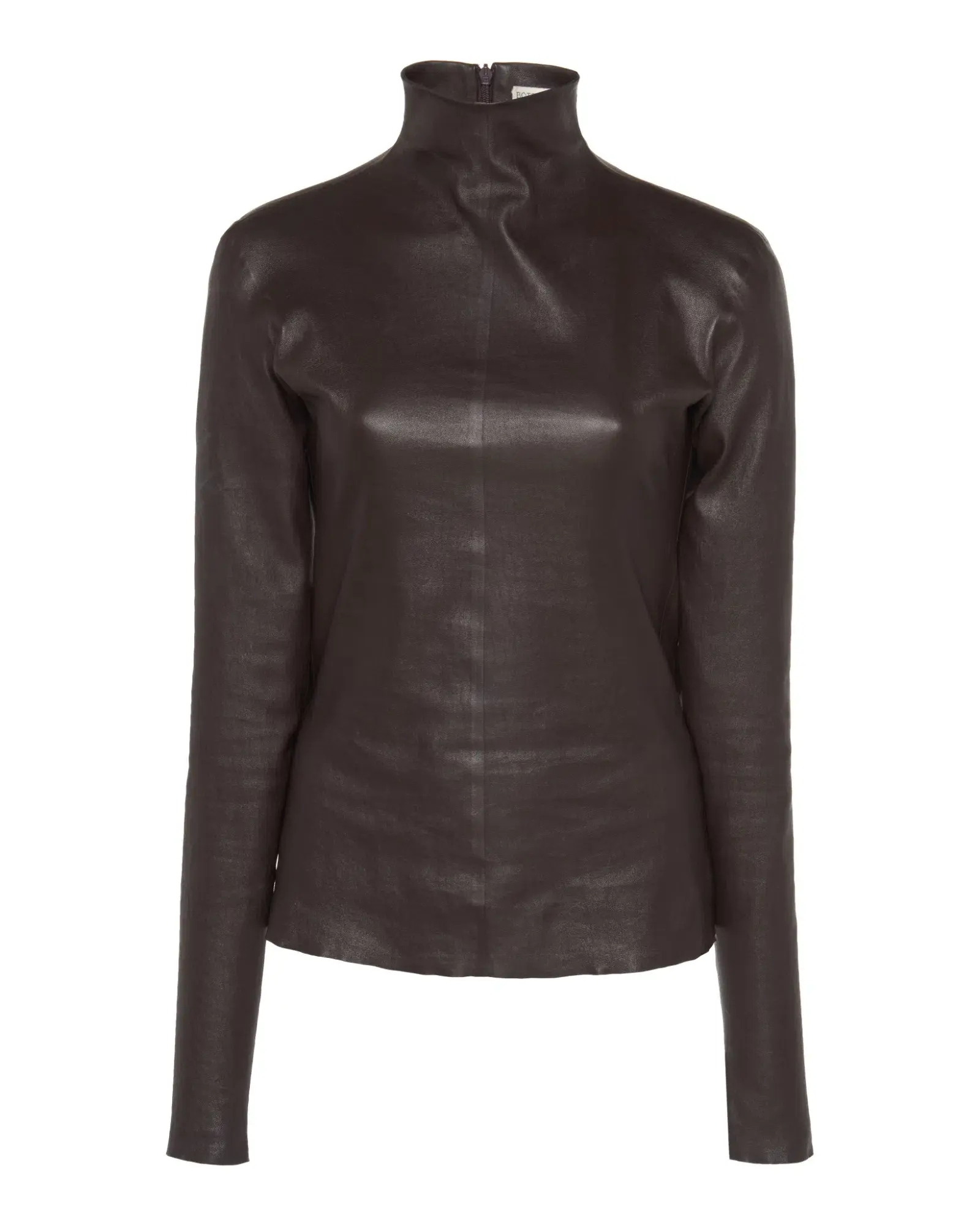 Bottega Veneta Leather Turtle Neck Top Brown Size AU 6 - Image 3