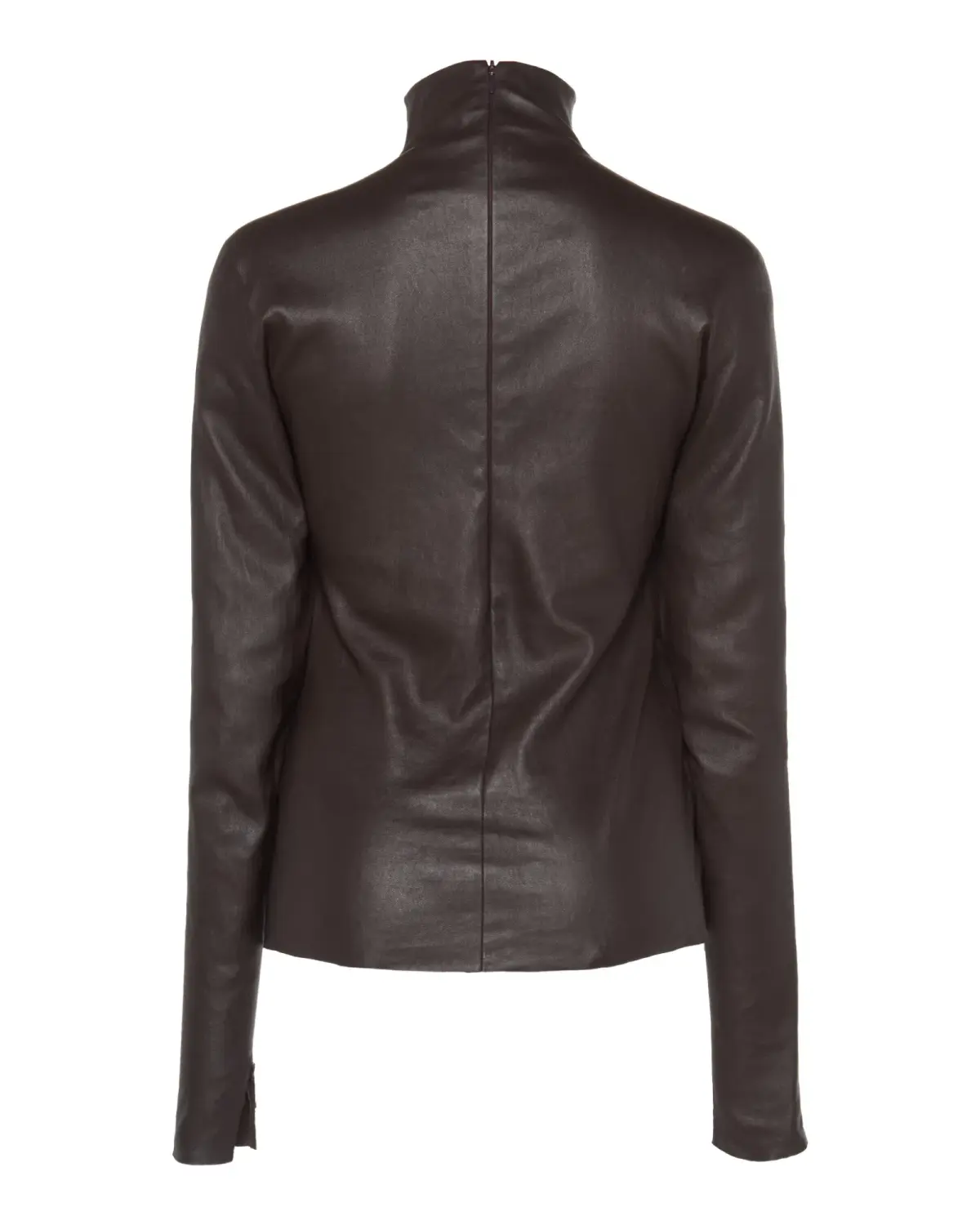 Bottega Veneta Leather Turtle Neck Top Brown Size AU 6 - Image 4