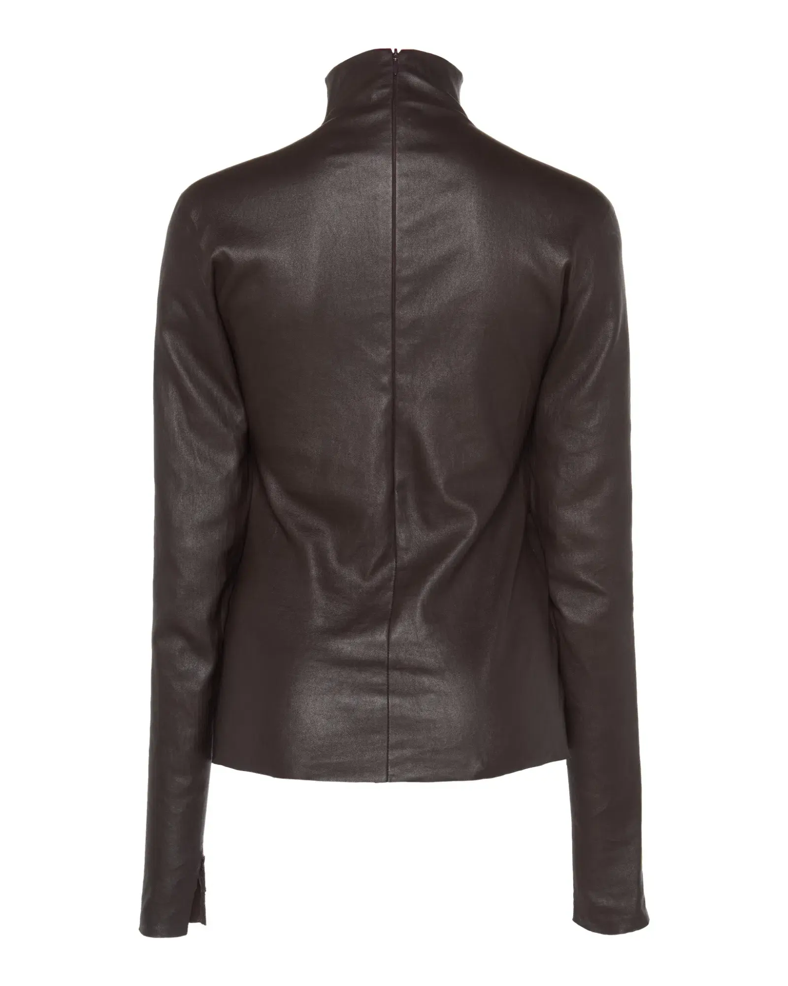 Bottega Veneta Leather Turtle Neck Top Brown Size AU 6 - Image 4