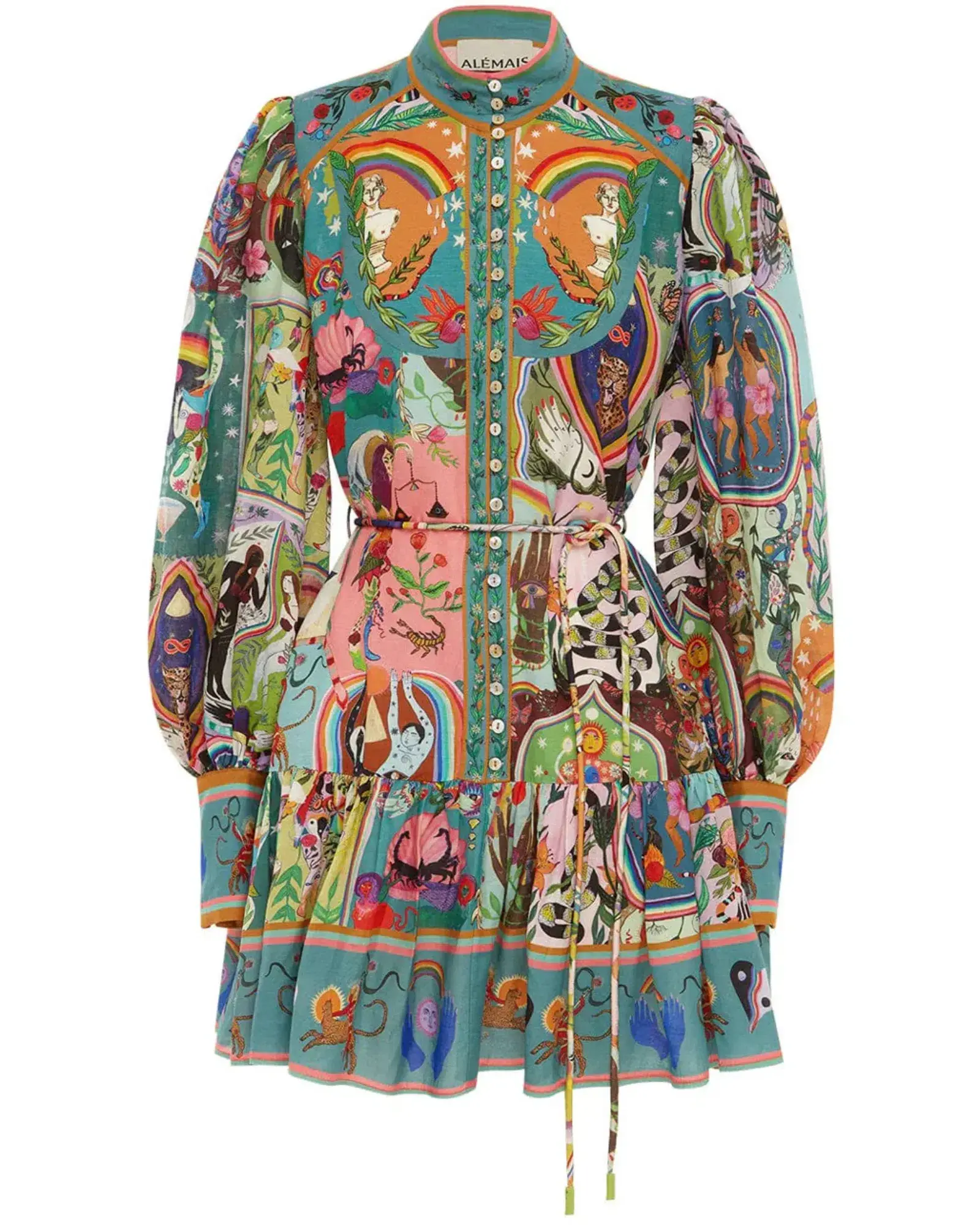 Alemais Evergreen Mini Dress Multi Size AU 14 - Image 5