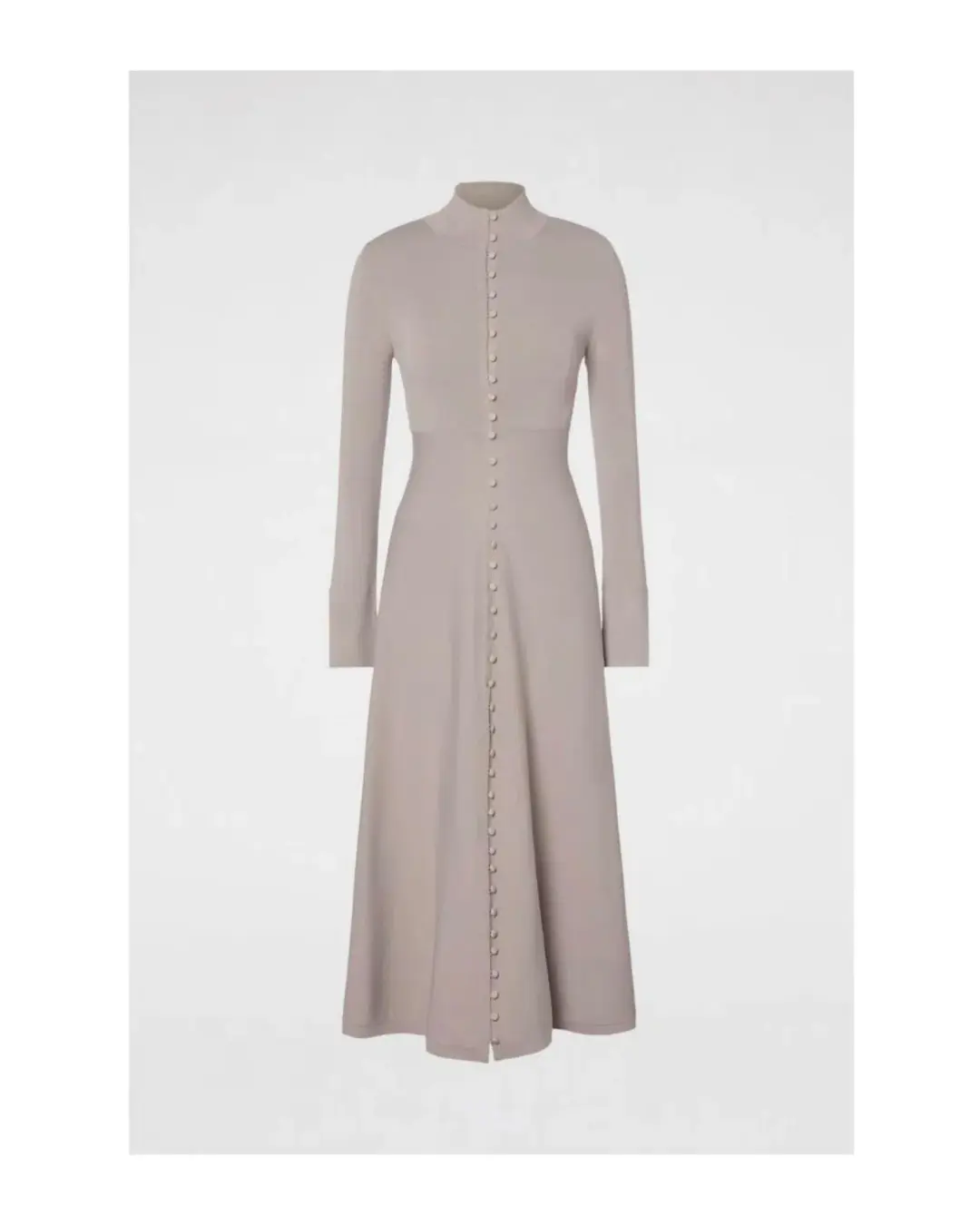 Scanlan Theodore Crepe Knit Button Dress Oyster Size AU 10 for rent on The Volte - main image