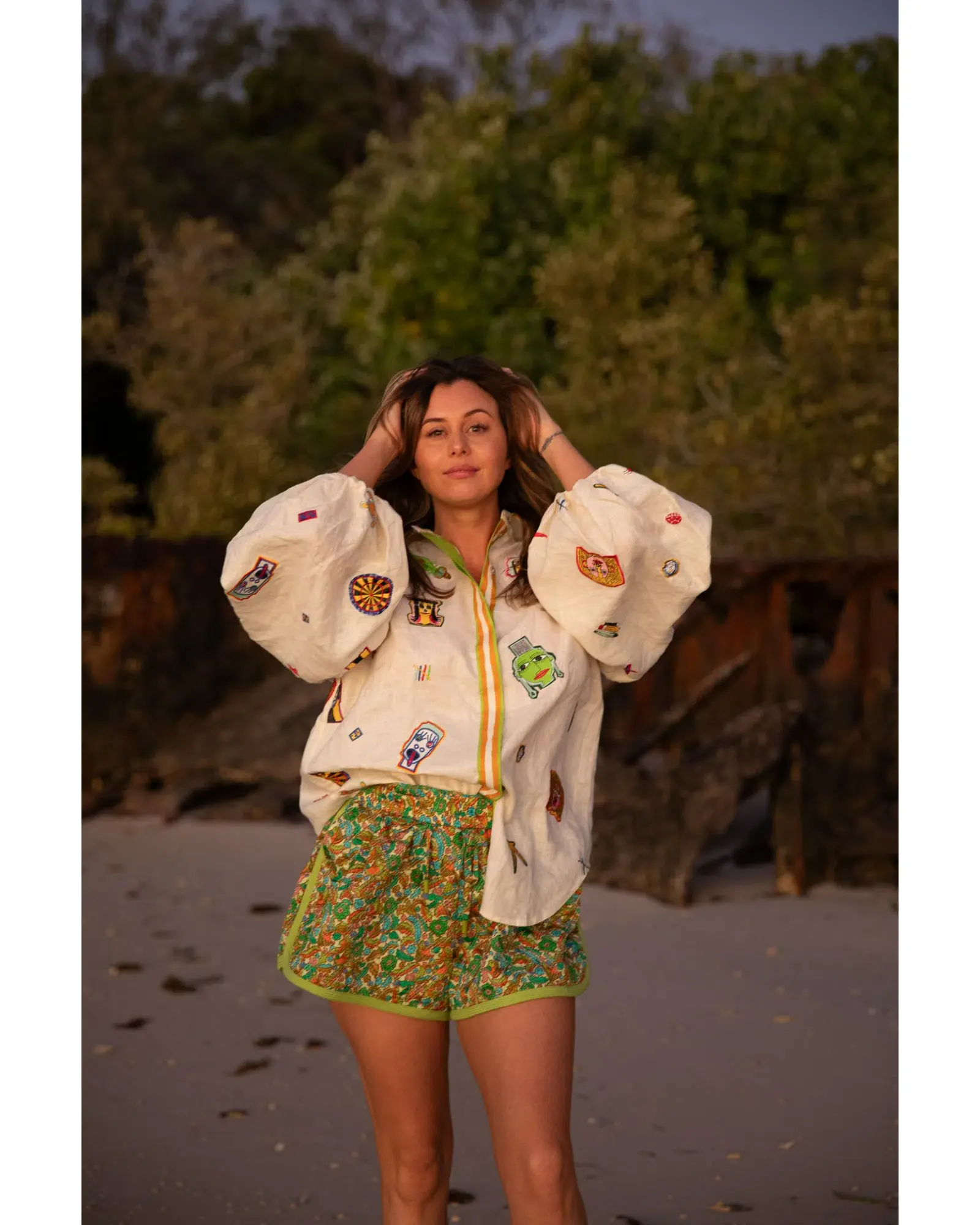 Alemais Checkers Shirt and Harmonia Quilted Shorts Set Print Size AU 16 - Image 2