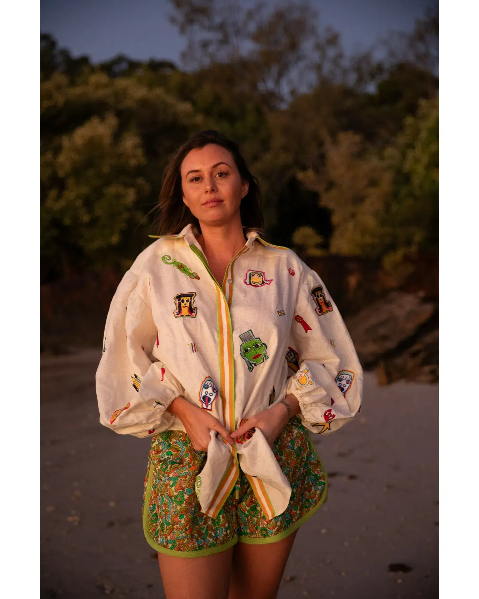Alemais Checkers Shirt and Harmonia Quilted Shorts Set Print Size AU 16 - Image 4