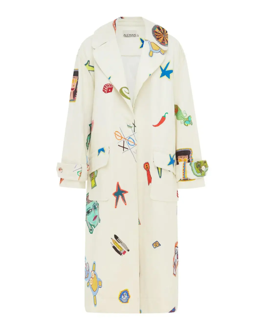 Alemais Checkers Coat Cream Print Size AU 14 for rent on The Volte - main image