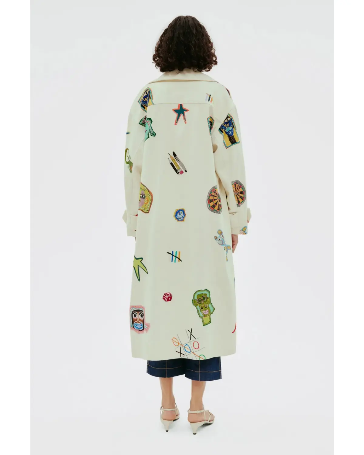 Alemais Checkers Coat Cream Print Size AU 14 - Image 5