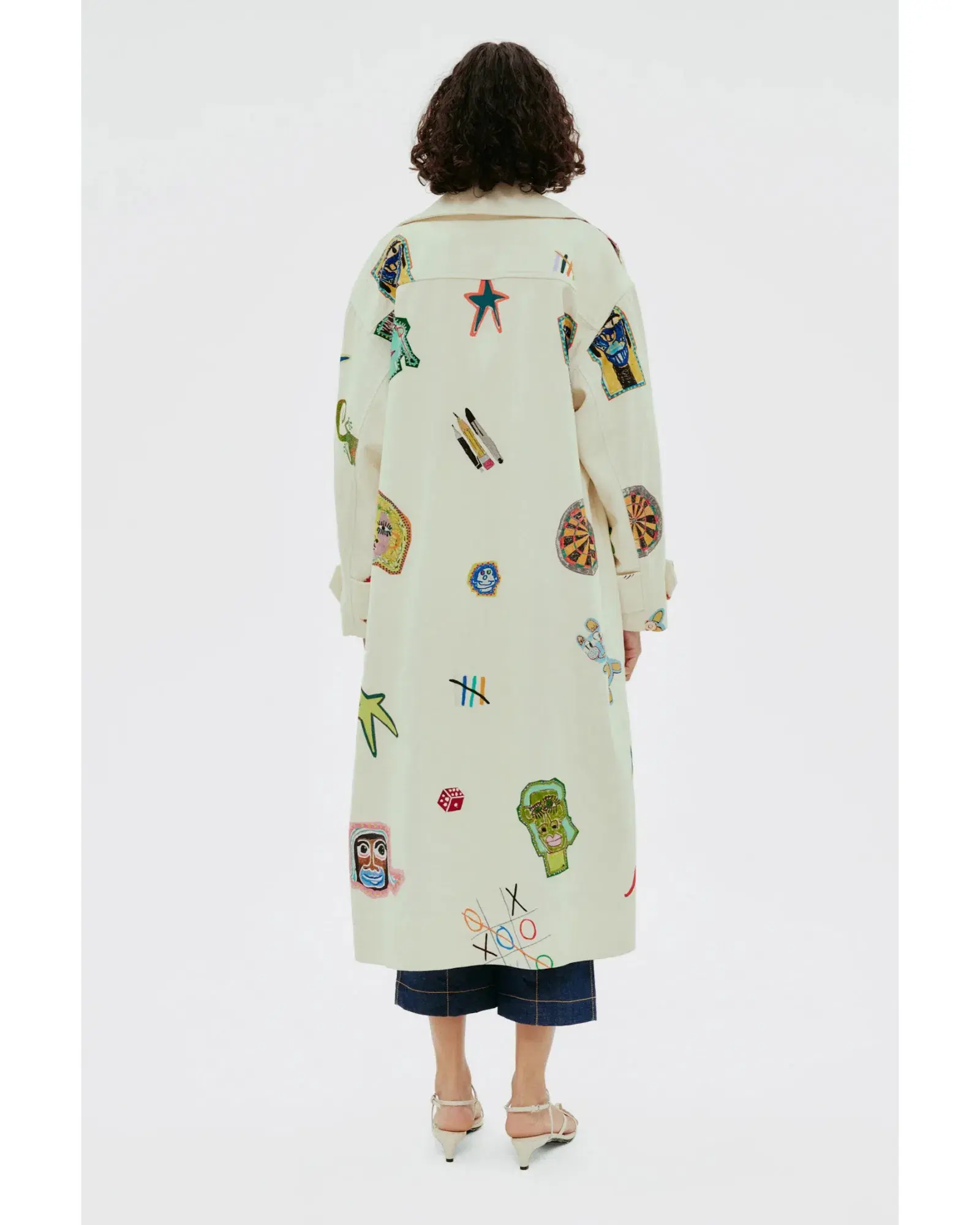 Alemais Checkers Coat Cream Print Size AU 14 - Image 5