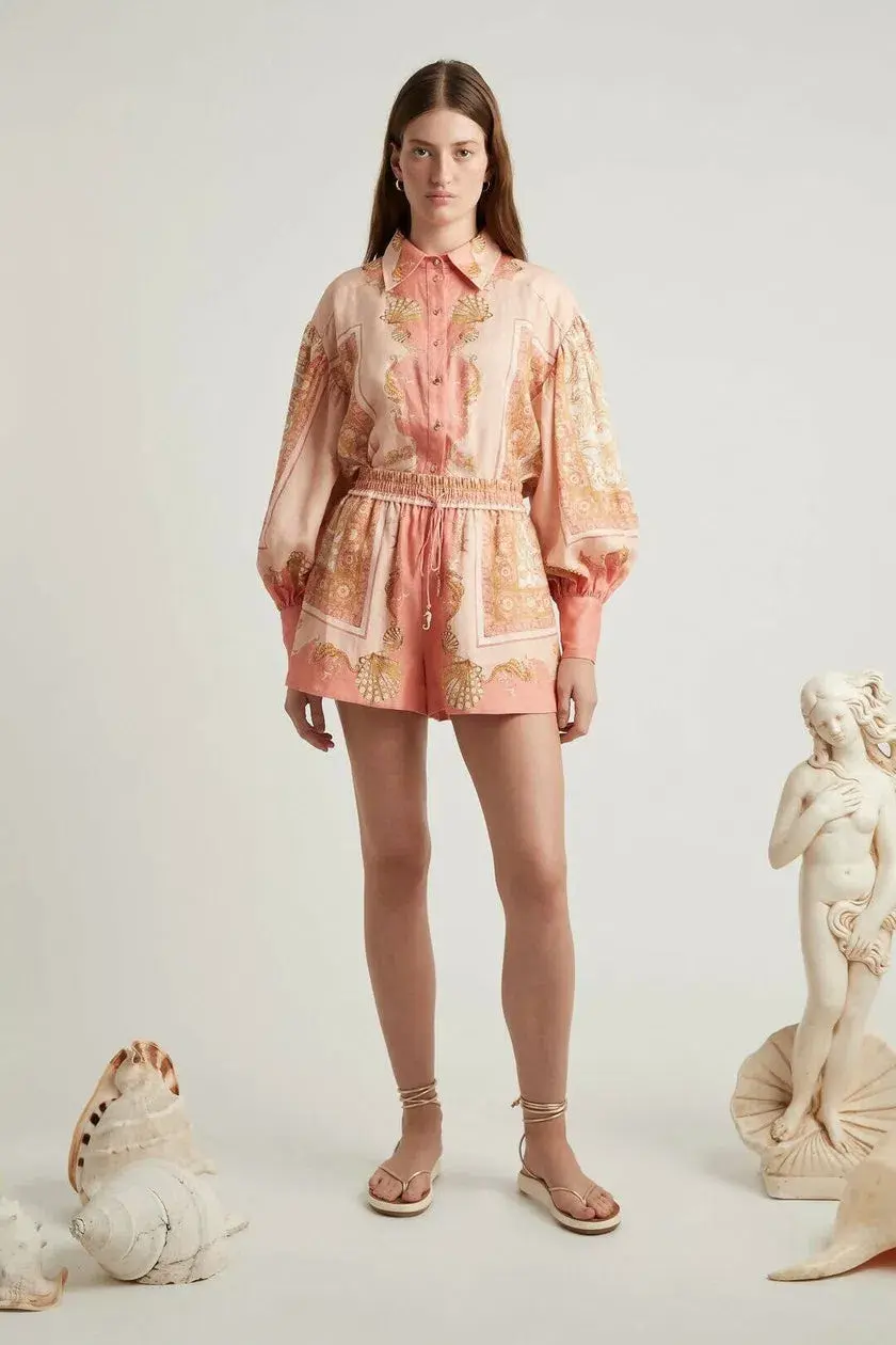 Alemais Ursula Shirt and Short Set Pink Size AU 14 - Image 1
