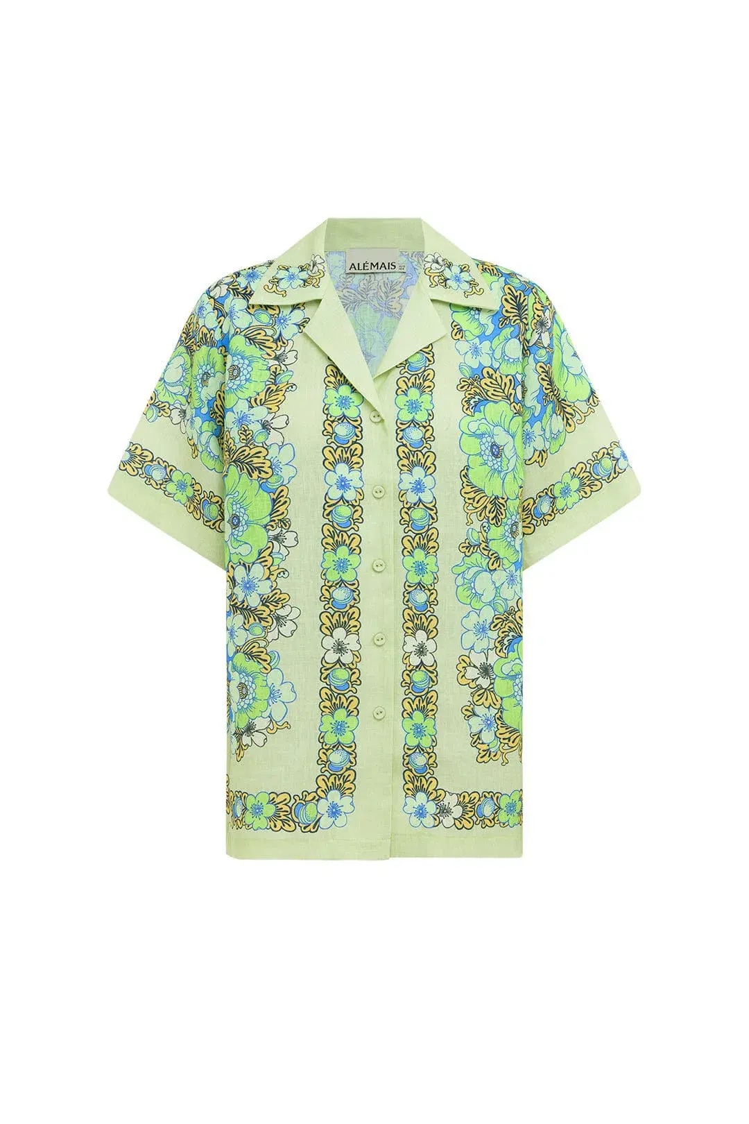Alemais Velma Oversized Linen Shirt and Pants Set Green Floral Size AU 16 - Image 6