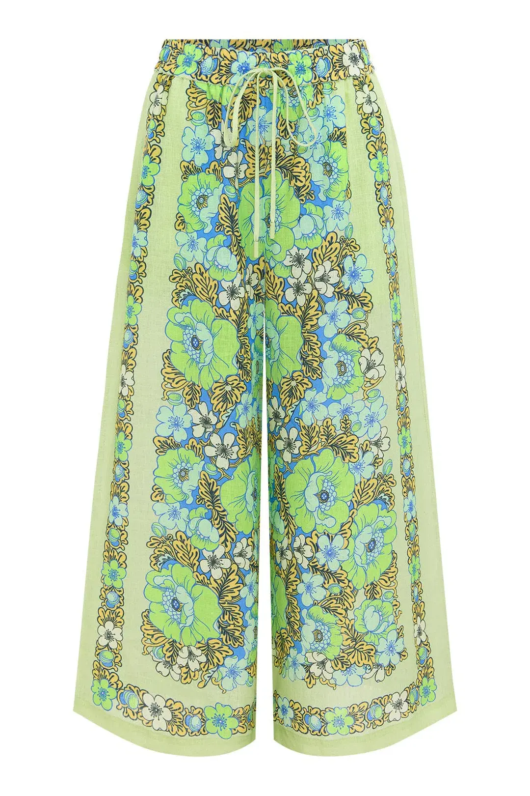 Alemais Velma Oversized Linen Shirt and Pants Set Green Floral Size AU 16 - Image 7