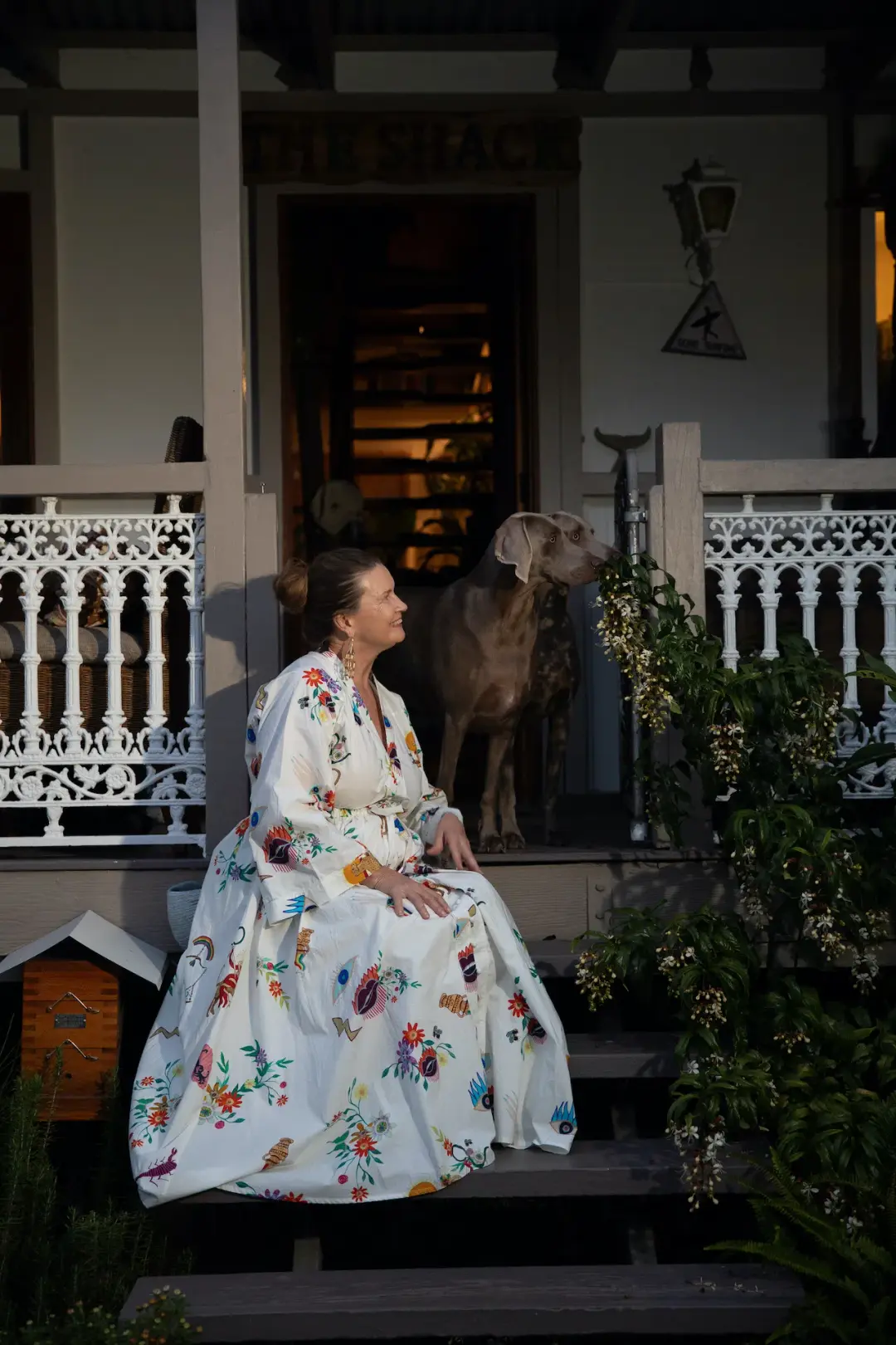 Alemais Meagan Cotton Poplin Kaftan Dress Cream Multi Size 14 for rent on The Volte - main image