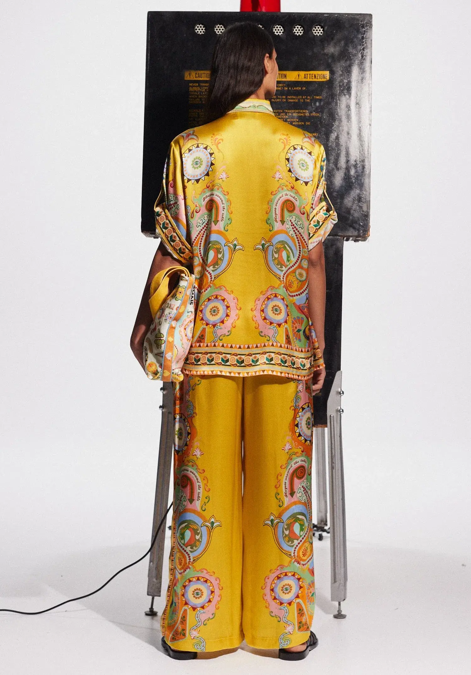 Alemais Pinball Silk Shirt and Pants Yellow Multi Size AU 16 - Image 2
