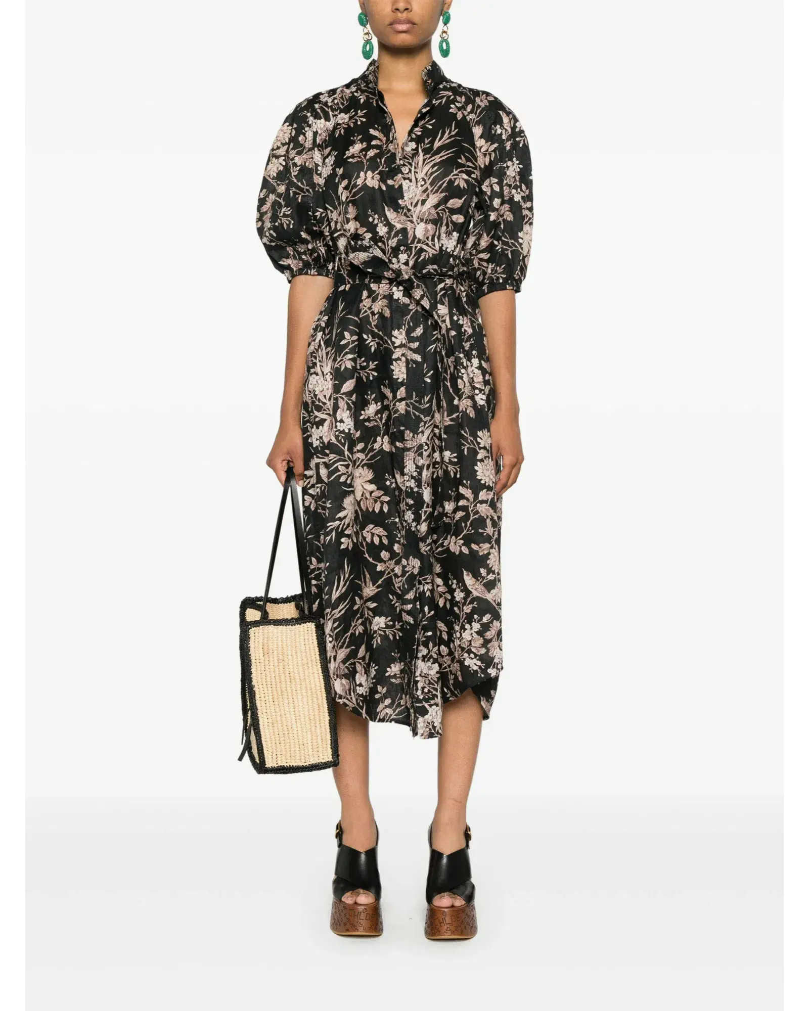 Zimmermann Kaftan Midi Dress Black Mockingbird Size 14 - Image 1