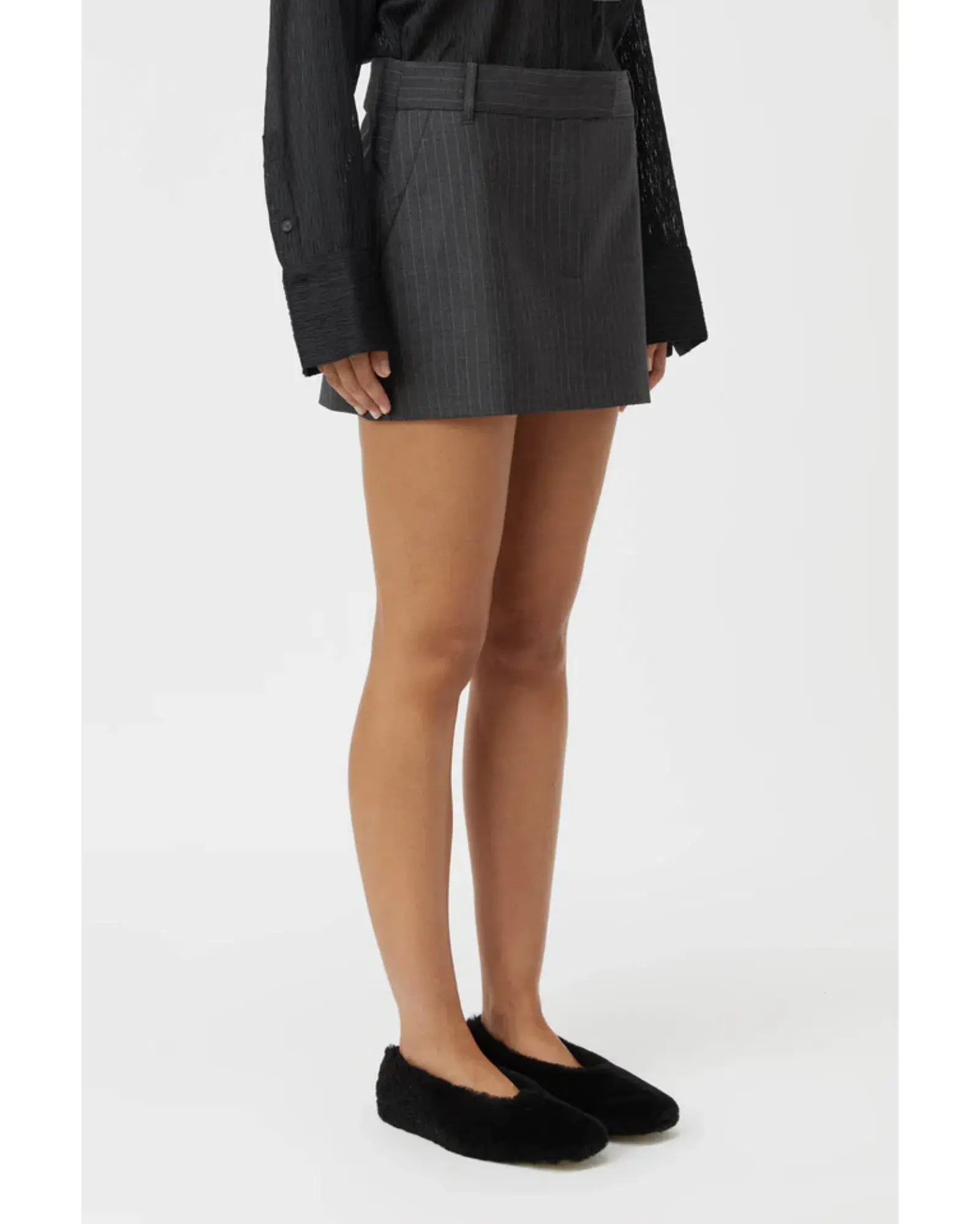 Camilla and Marc Brancusi Blazer and Mini Skirt Set in Charcoal Pinstripe Size AU 6 - Image 5