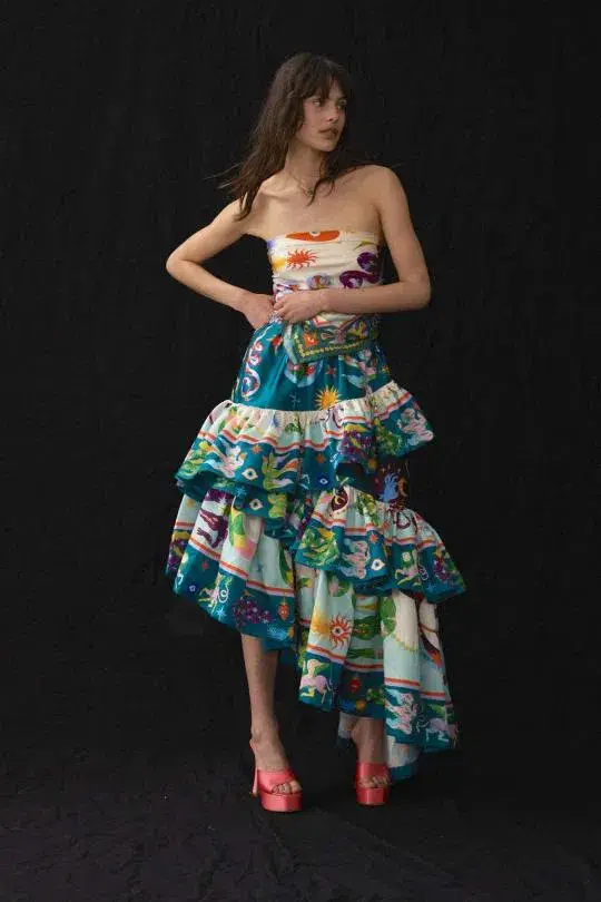 Alemais Guardian Tiered Ruffle Skirt Multi Size AU 12 - Image 1