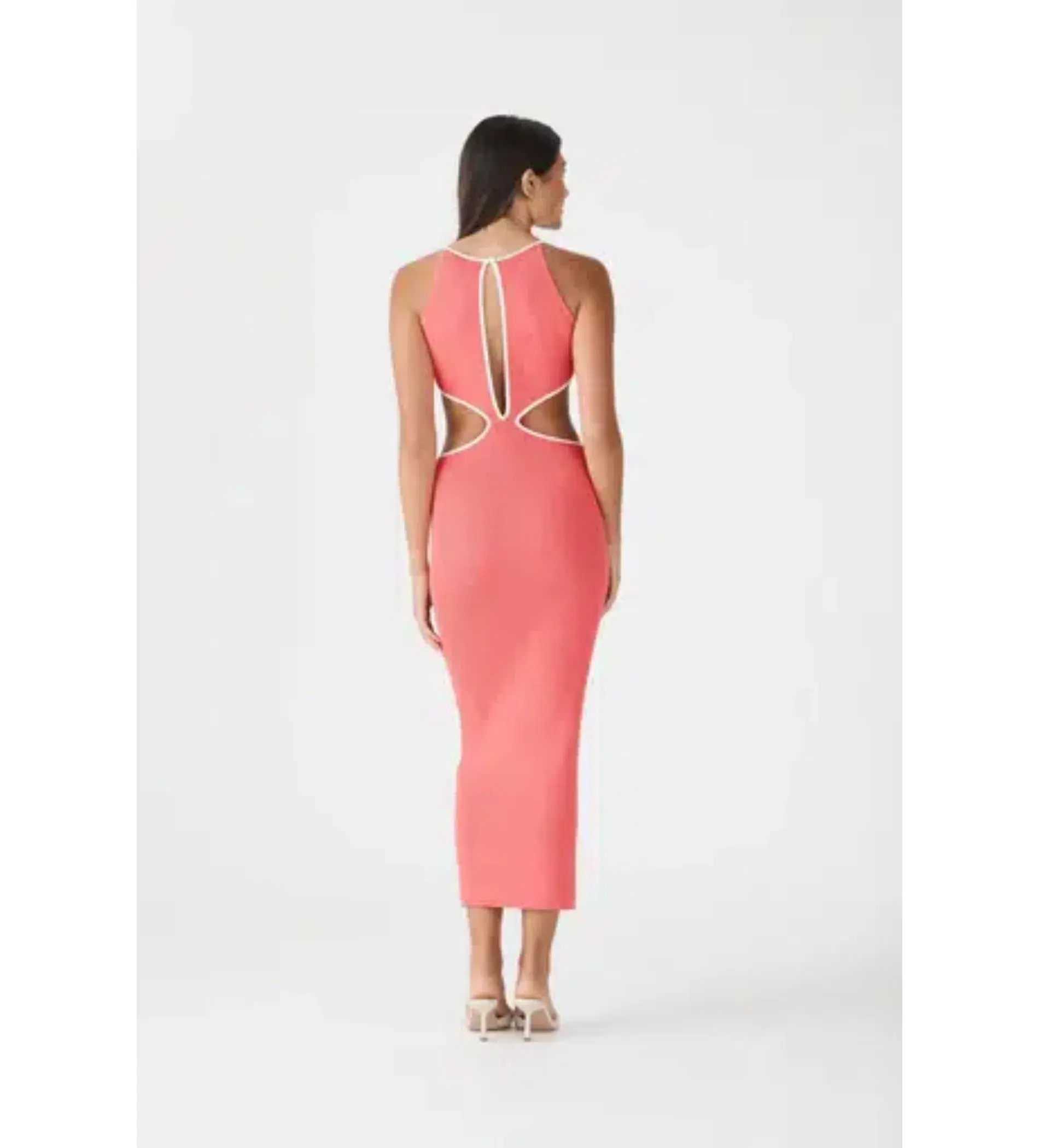 San Sloane Adrian Rib Dress Coral/Pink Size 6 - Image 3