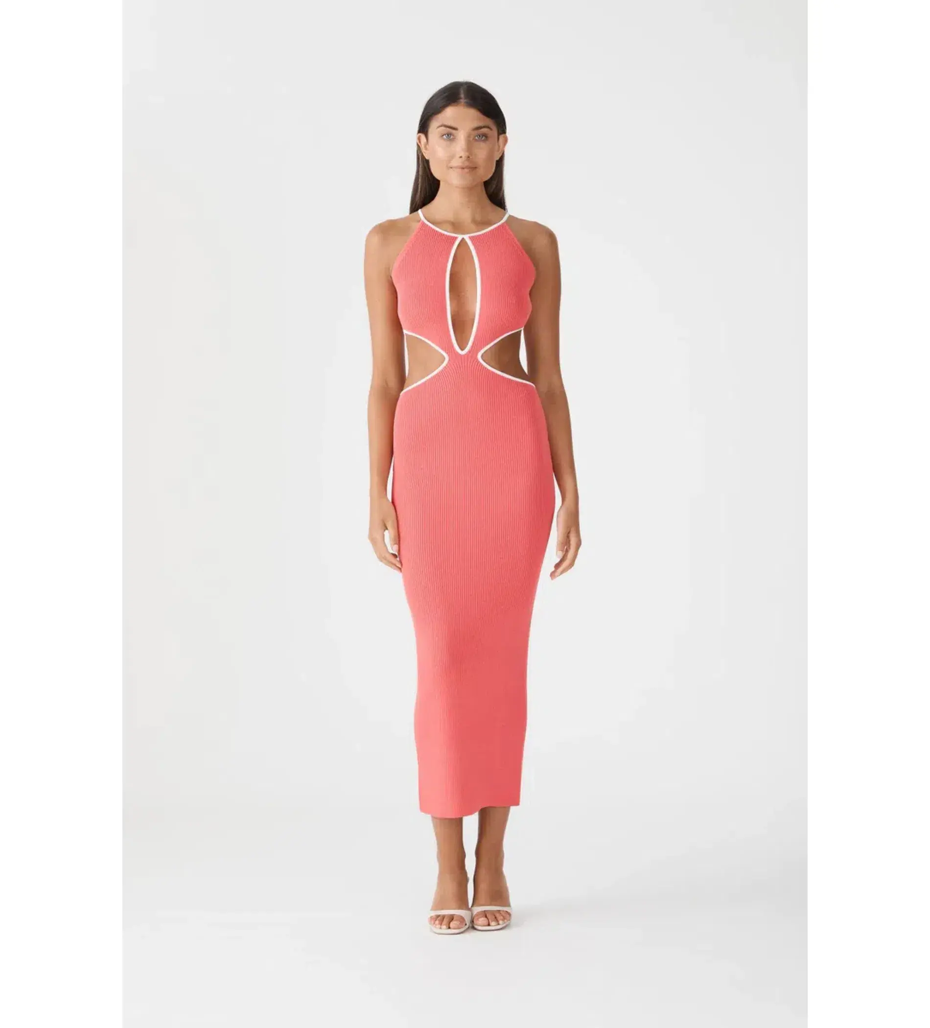 San Sloane Adrian Rib Dress Coral/Pink Size 6 - Image 1
