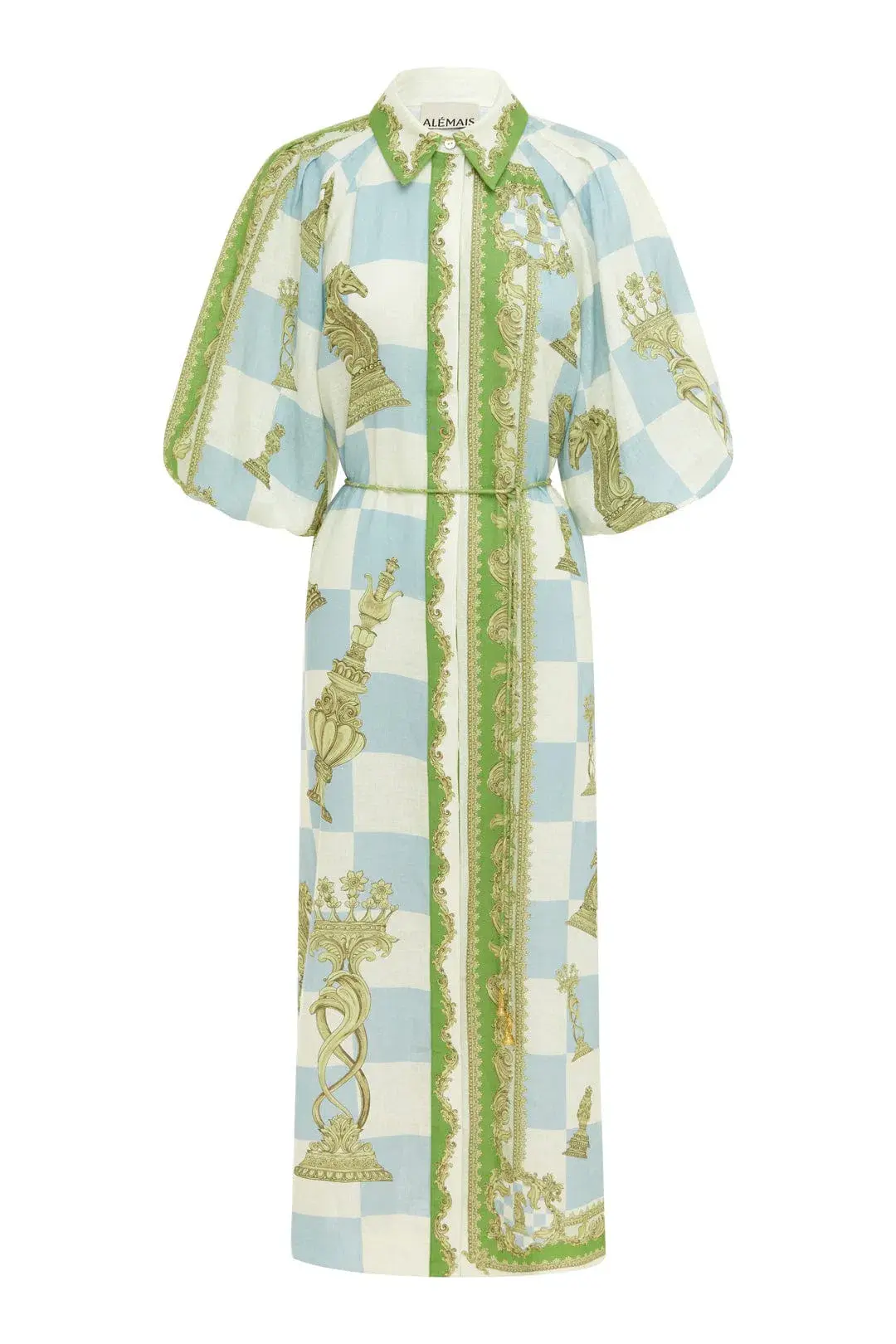 Alemais Checkmate Linen Shirtdress Print Size 16 - Image 3