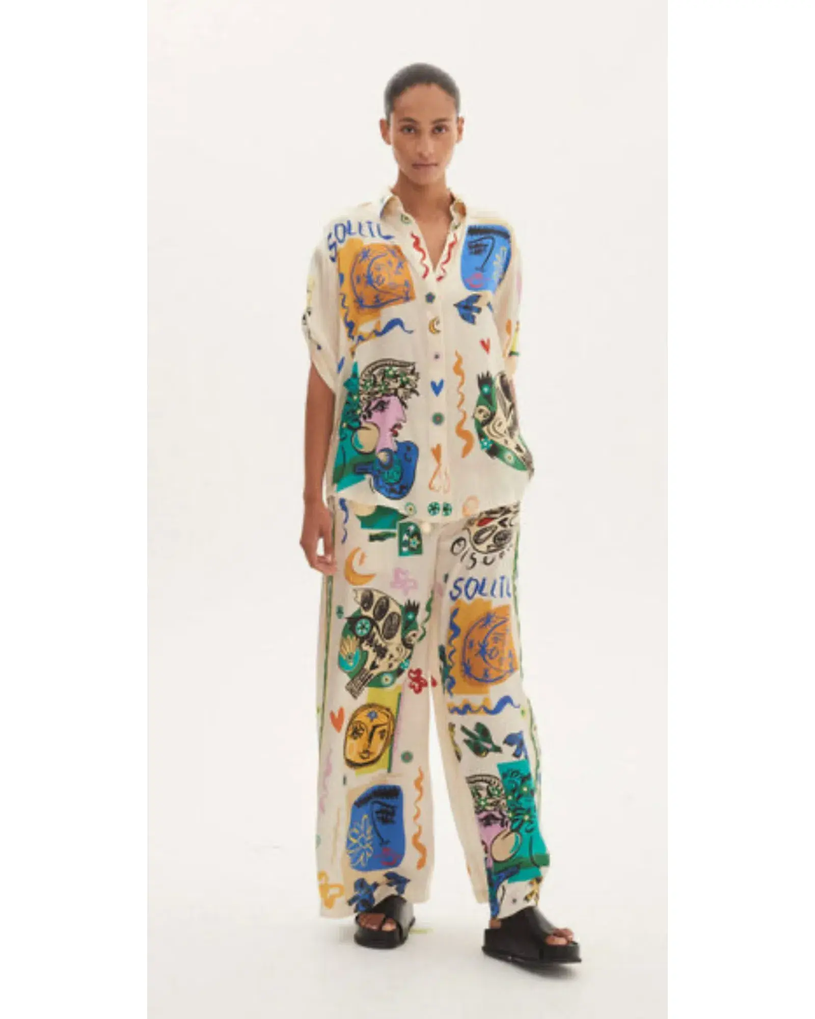 Alemais Soleil SIlk Shirt and Pant Set Print Size AU 14 - Image 1