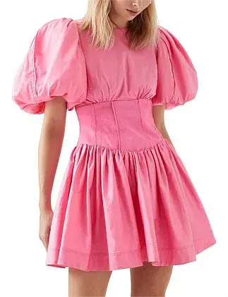Aje Gianna Puff Sleeve Mini Dress Pink Size 8 - Image 1