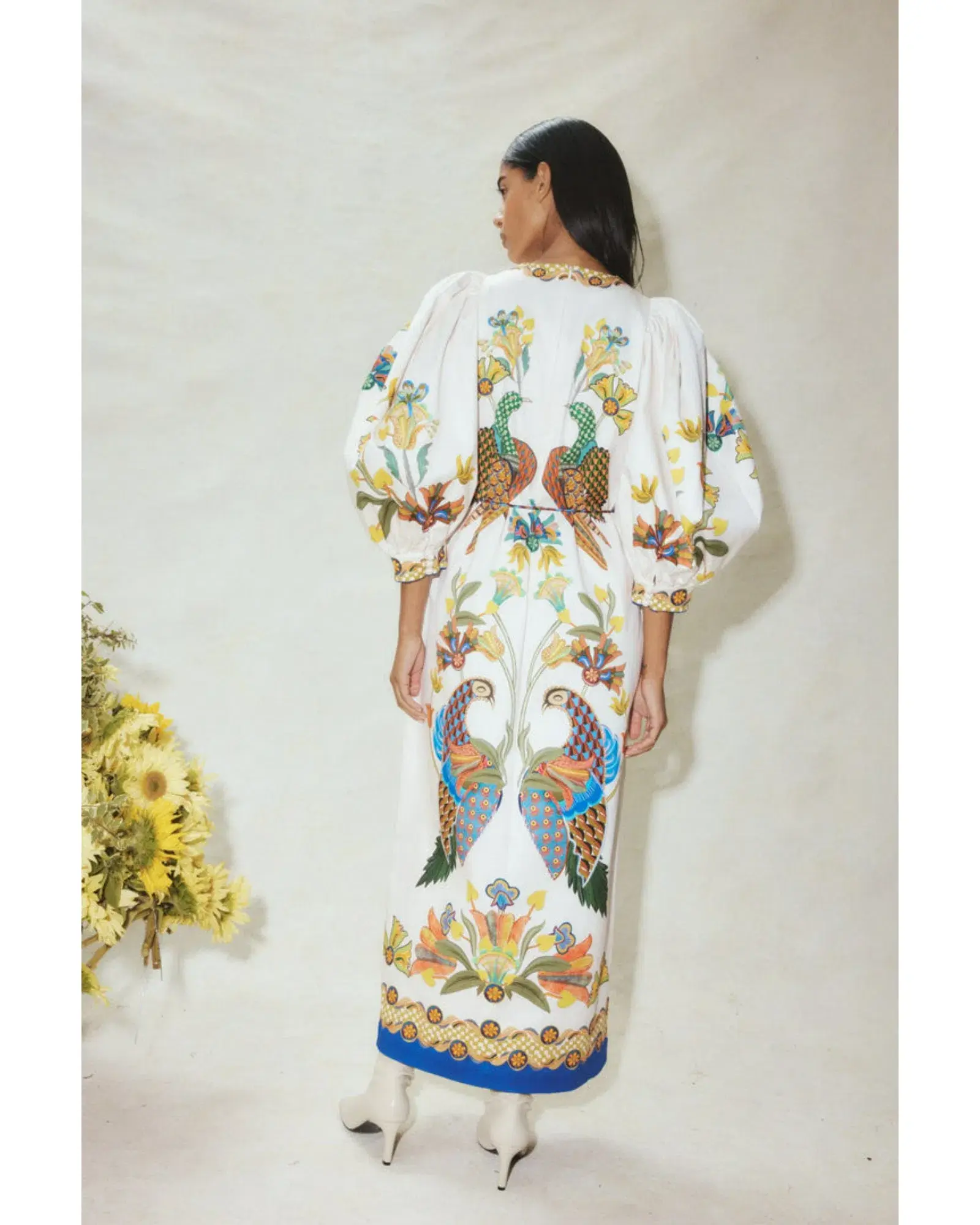 Alemais Effie Puff Sleeve Midi Dress Multi Size AU 12 - Image 2