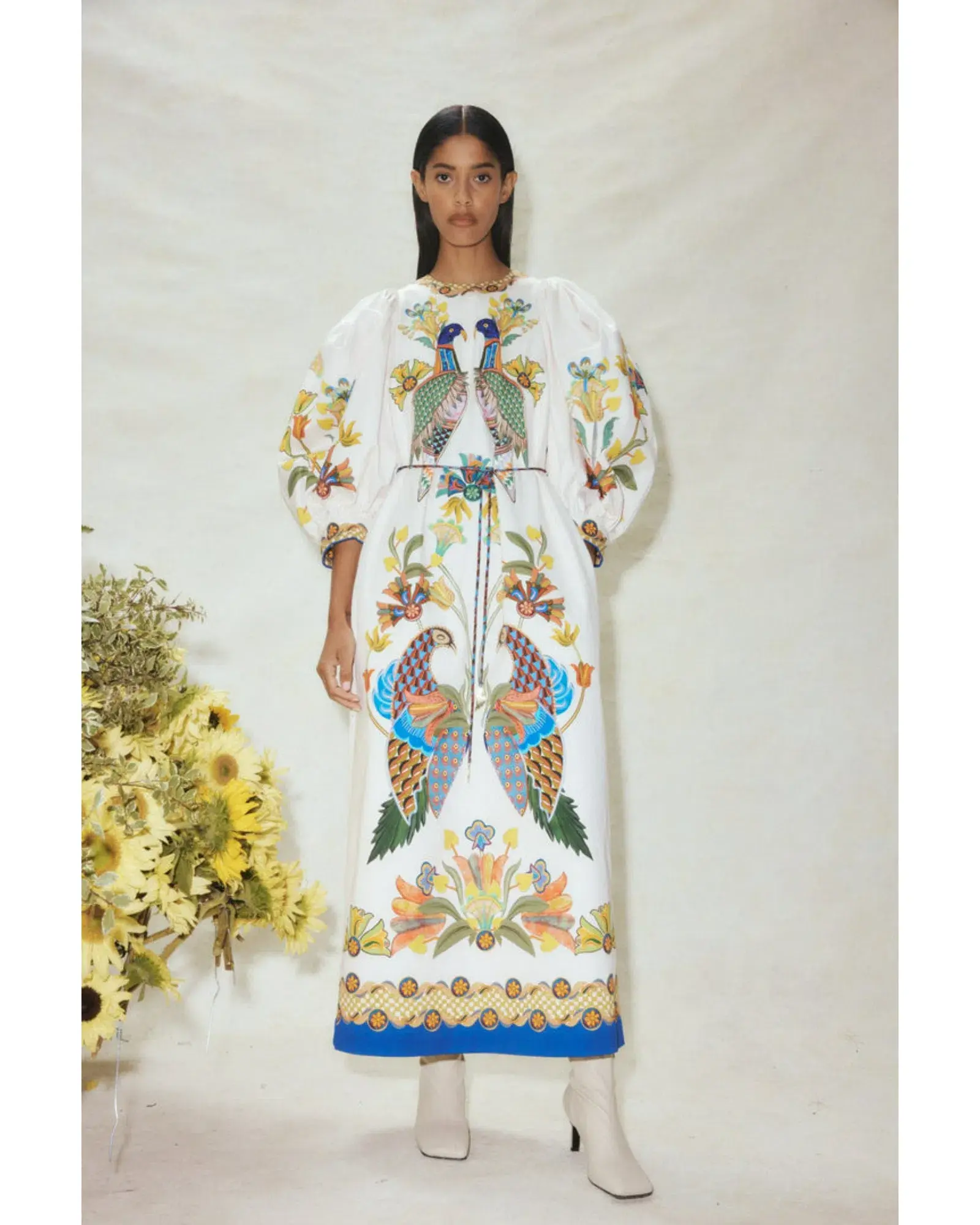 Alemais Effie Puff Sleeve Midi Dress Multi Size AU 12 - Image 1