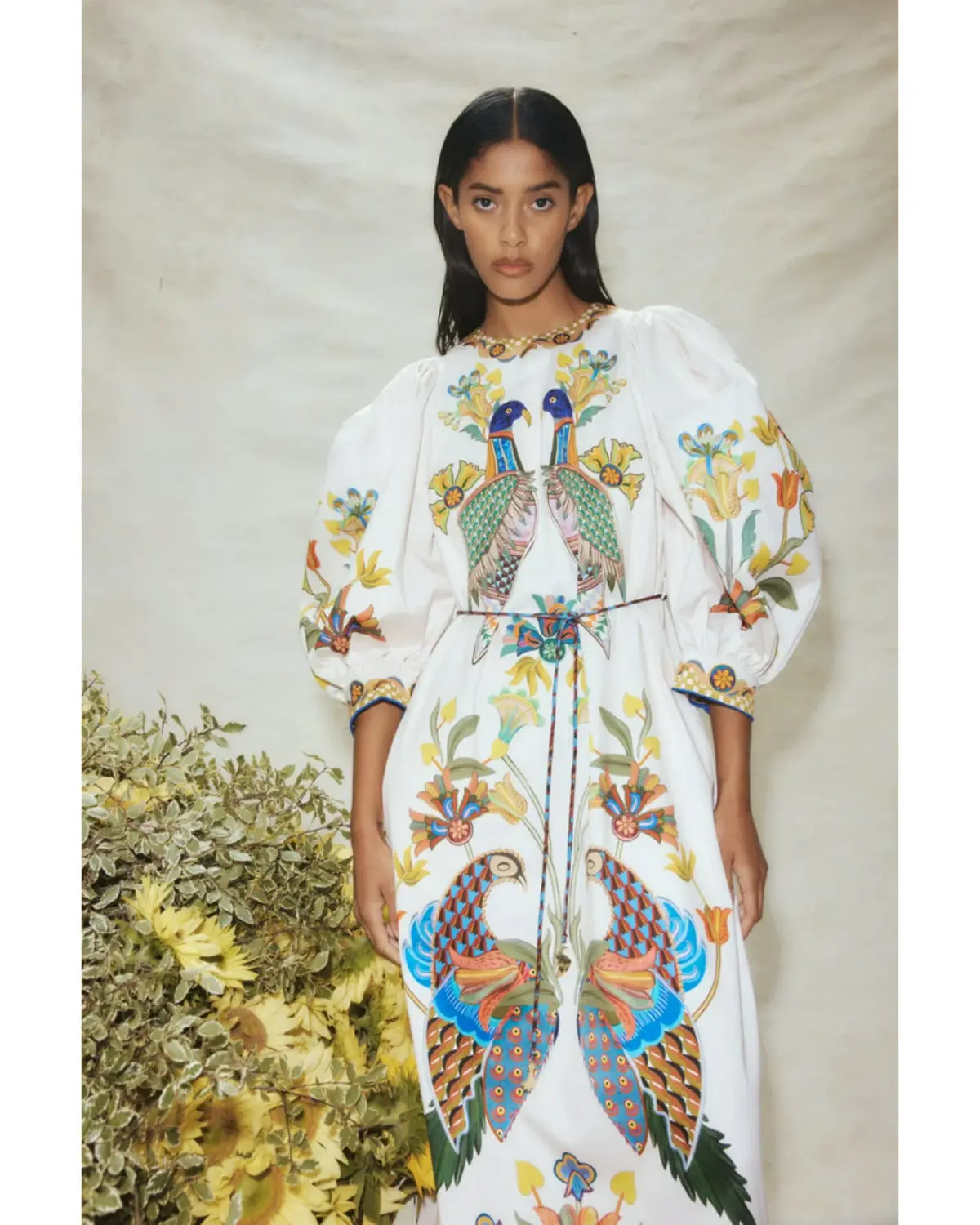 Alemais Effie Puff Sleeve Midi Dress Multi Size AU 12 - Image 3