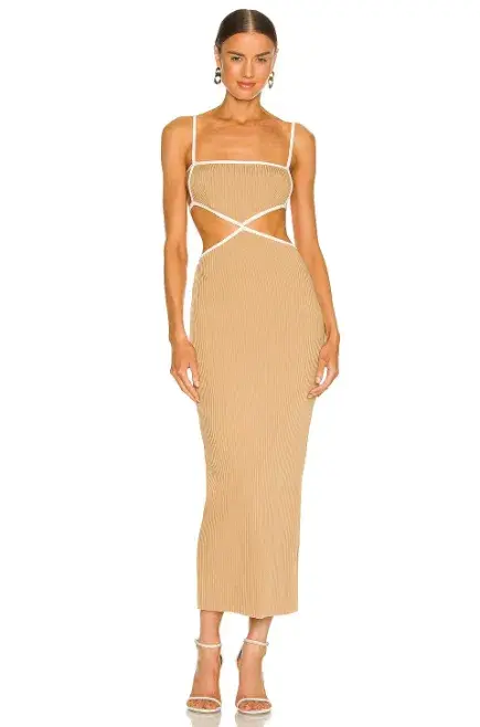 Bec & Bridge Coyote Midi Dress in Camel Size 6 - Image 1