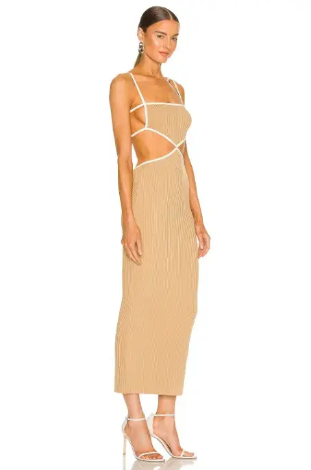 Bec & Bridge Coyote Midi Dress in Camel Size 6 for rent on The Volte - main image