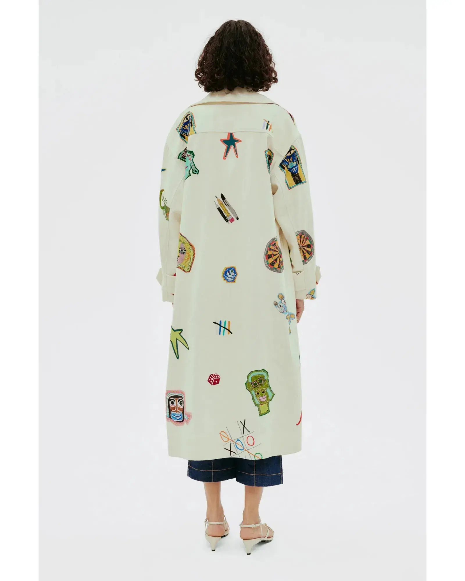 Alemais Checkers Coat Cream Print Size AU 16 - Image 5