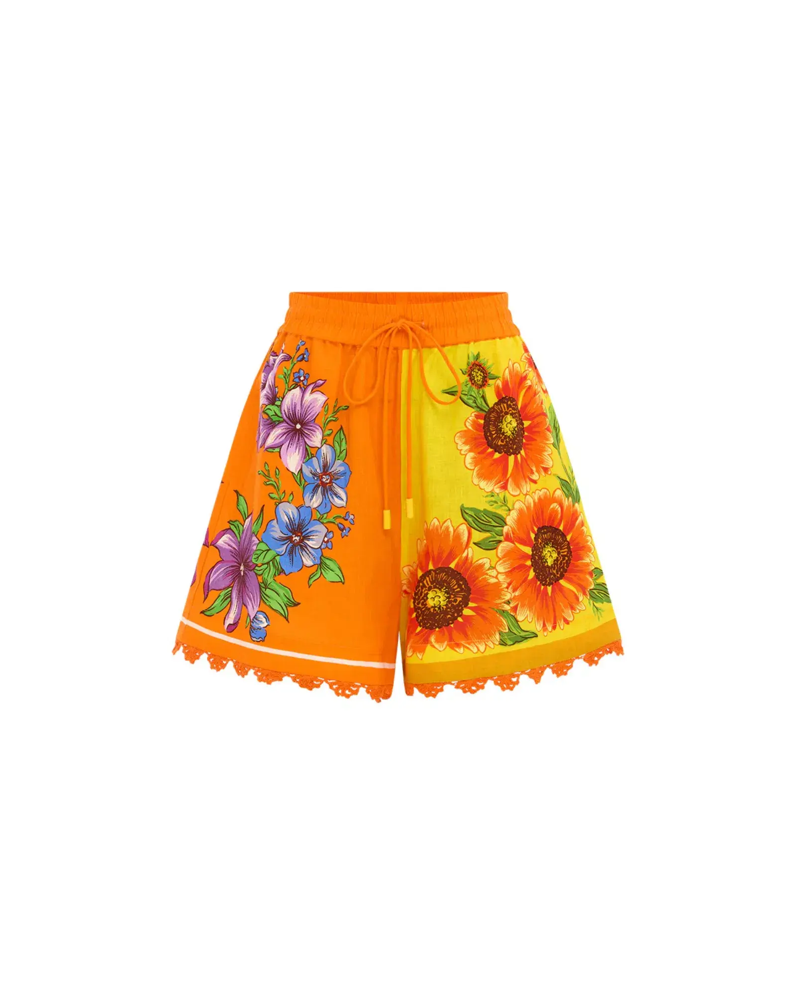 Alemais Jude Oversized Linen Shirt and Short Set Orange Floral Size AU 14 - Image 6