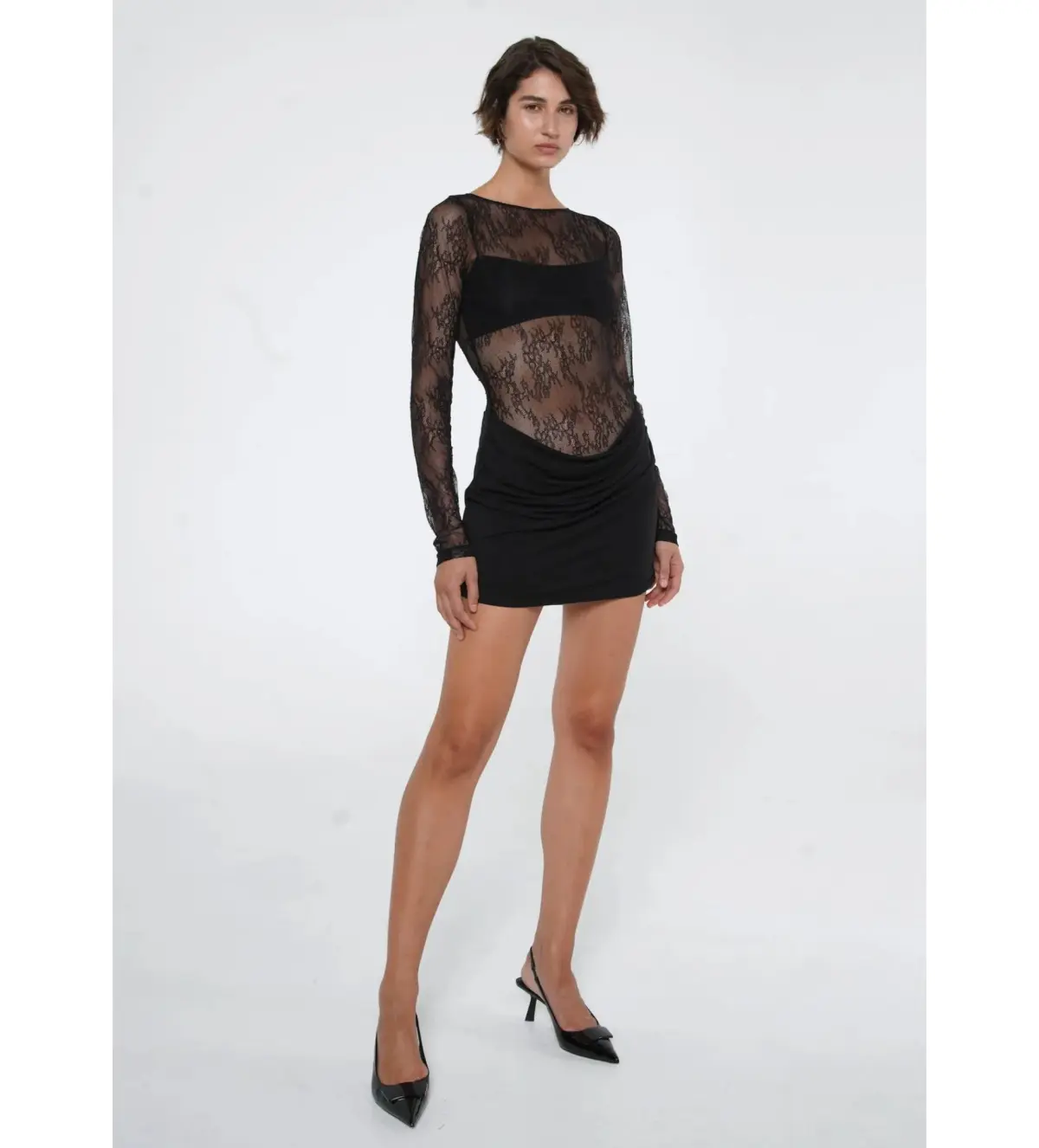 Benni Yana Lace Mini Dress Black Size 6 - Image 2